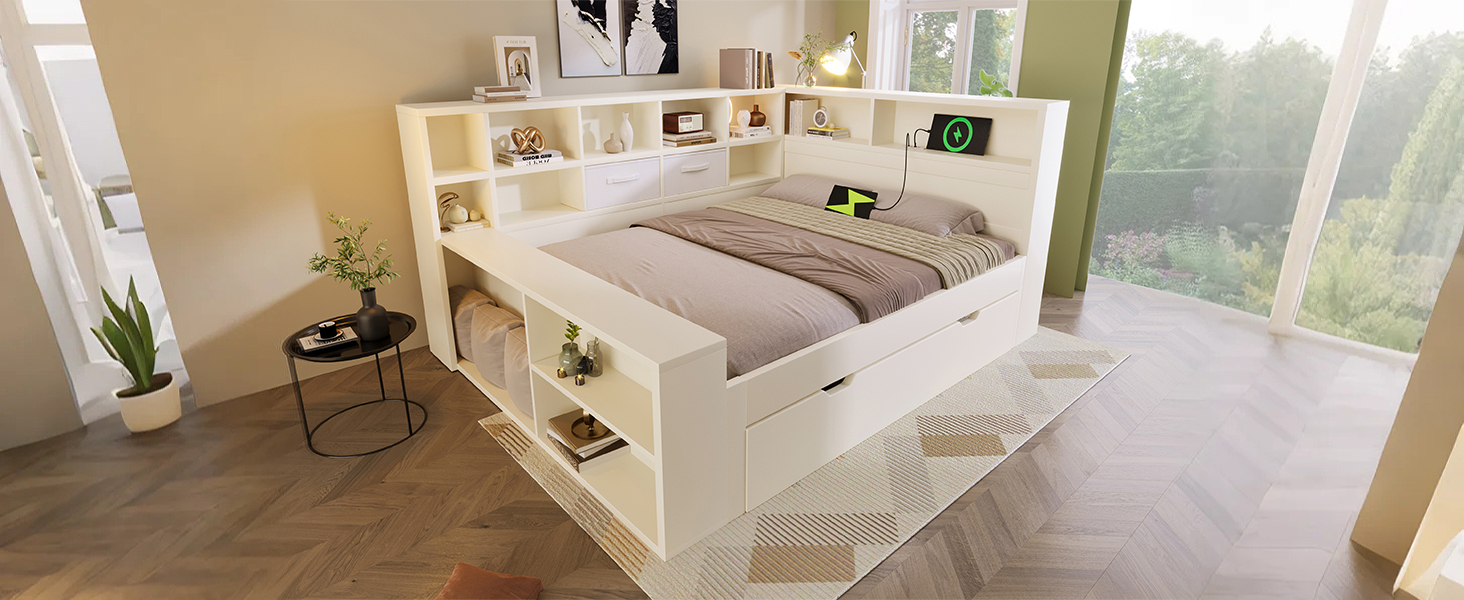 Détail du lit avec rangement