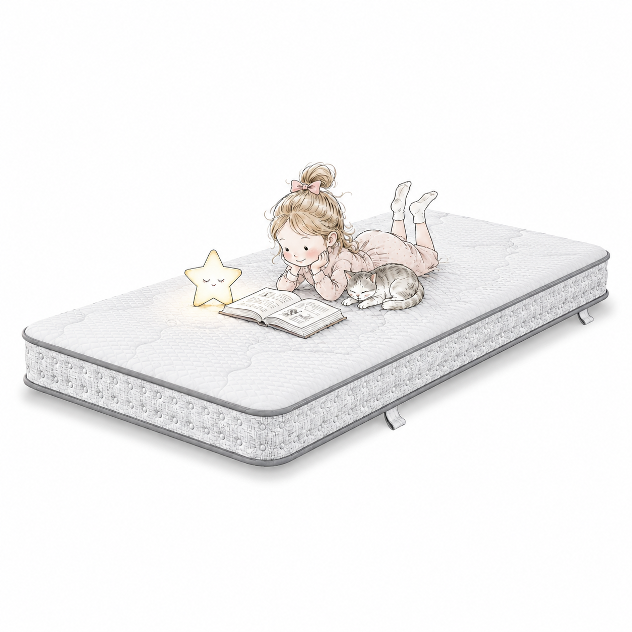 Matelas, 90 x 190 cm, 15 cm d’épaisseur, fermeté H3, 7 zones de confort, ressorts ensachés, mousse de confort, certification OEKO-TEX, polyester, blanc - vue 1