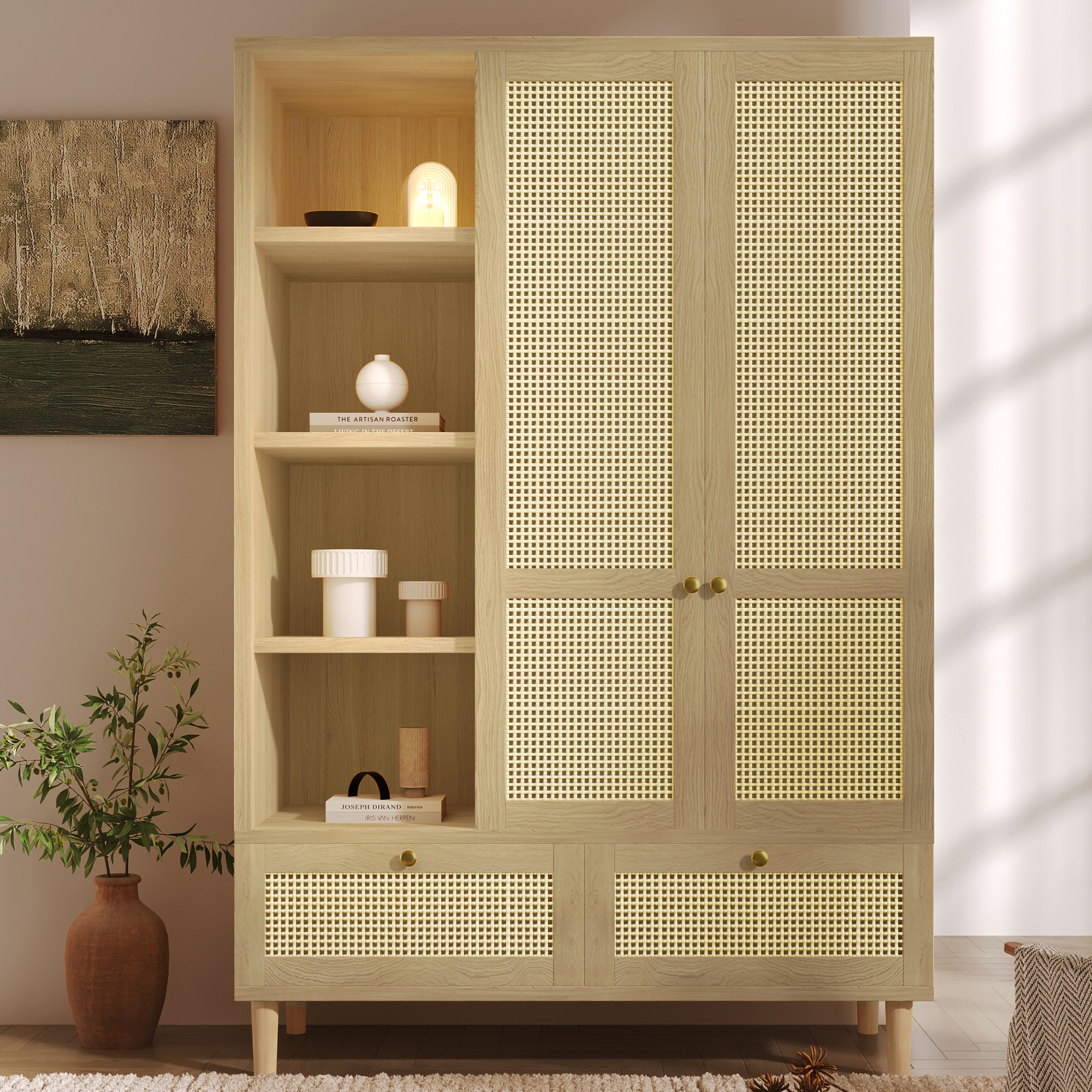 Armoire rotin style champêtre