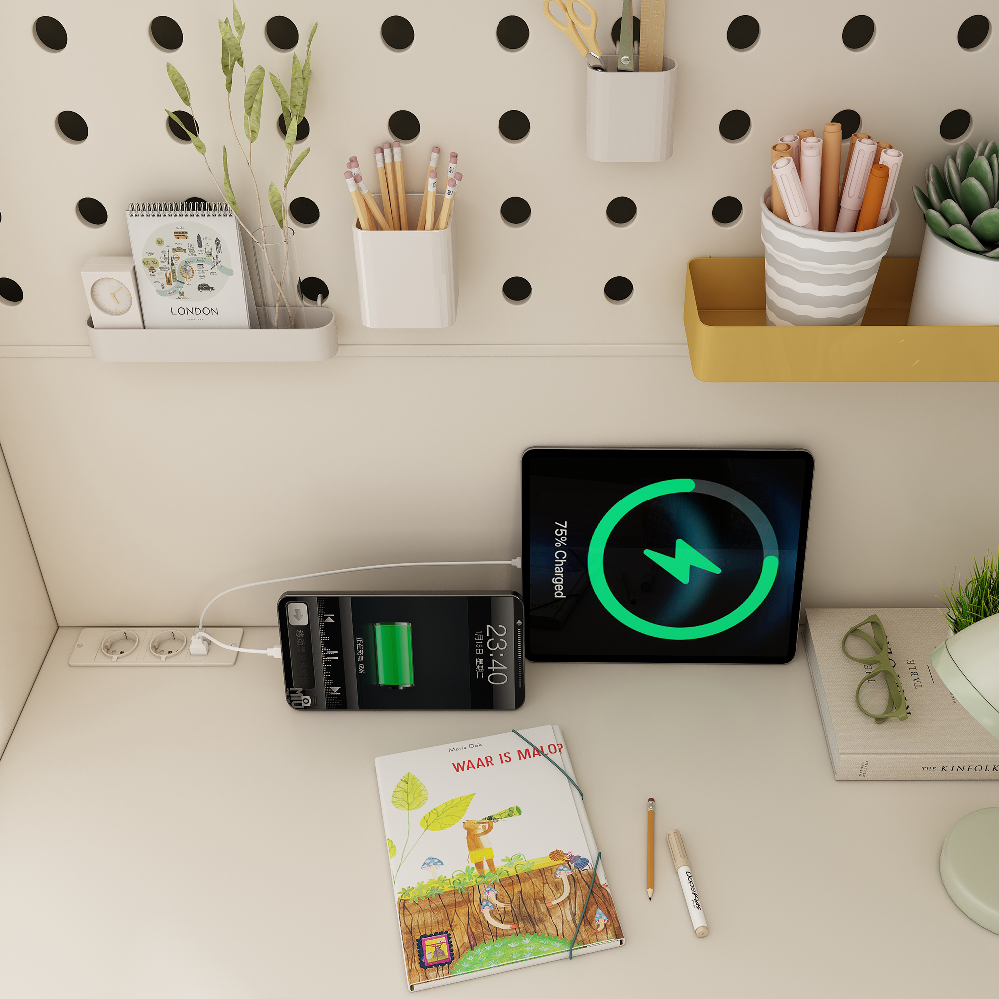 Bureau avec prises et USB