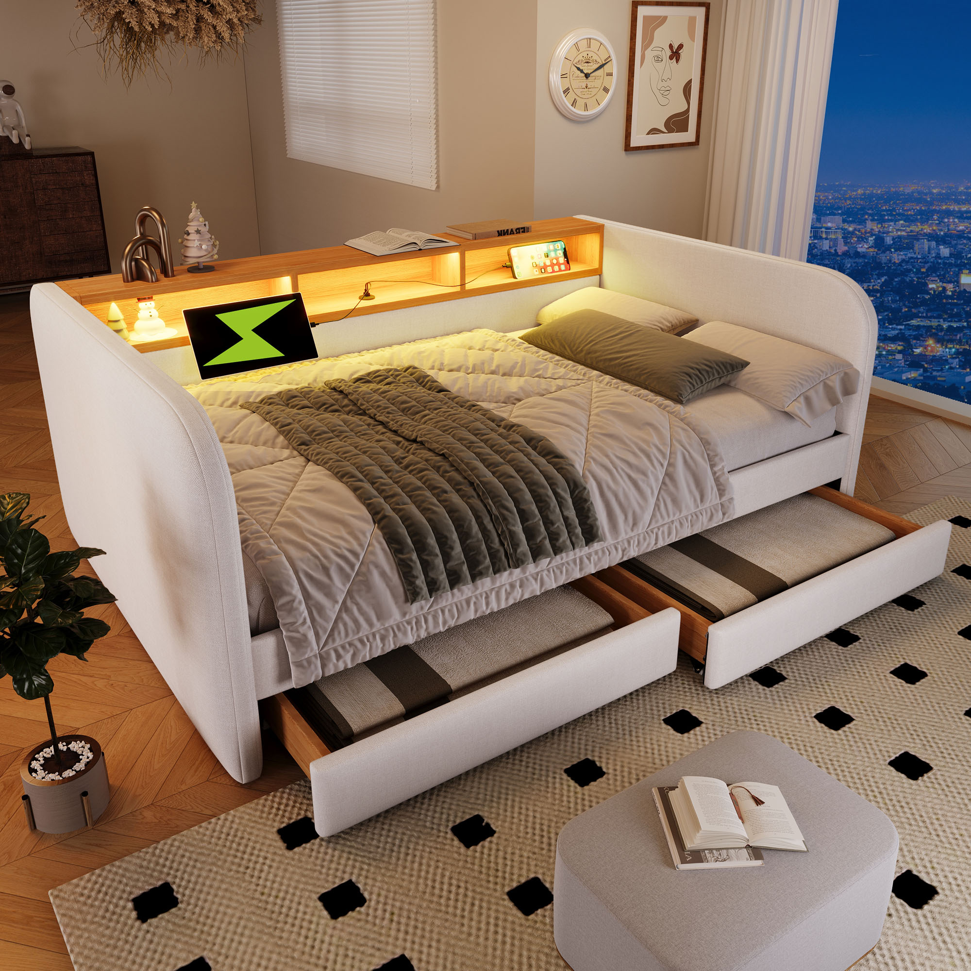 lit rembourré avec LED