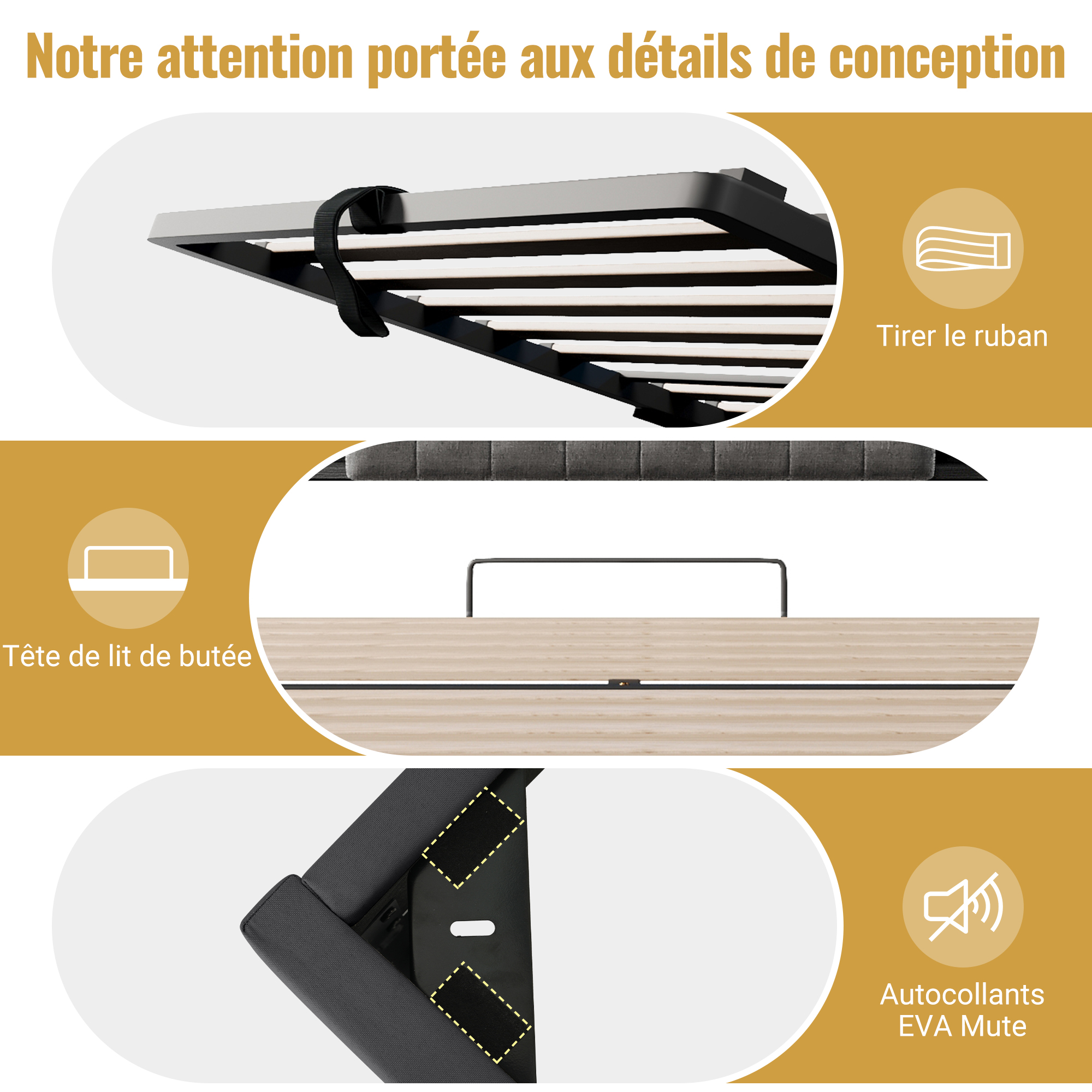 Détail du lit rembourré