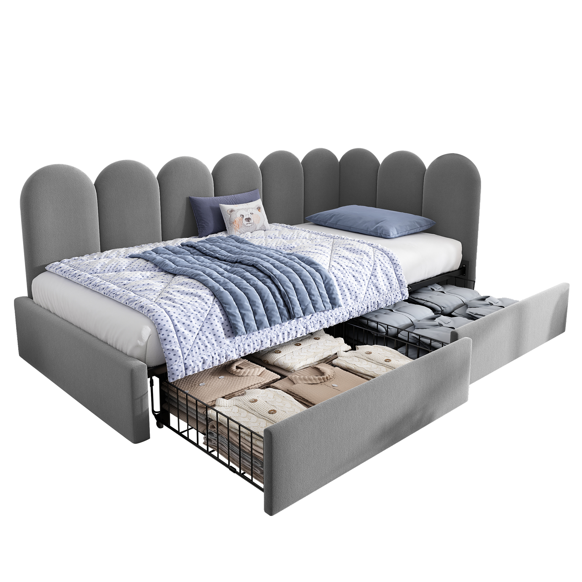 Banquette lit velours gris design