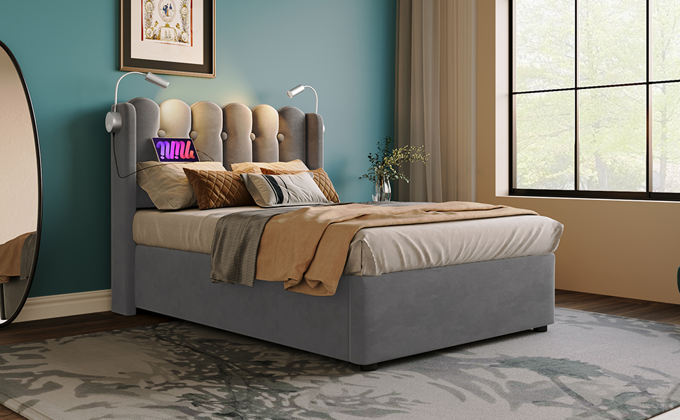 Polsterbett Einzelbett Leselicht mit Ladefunktion 