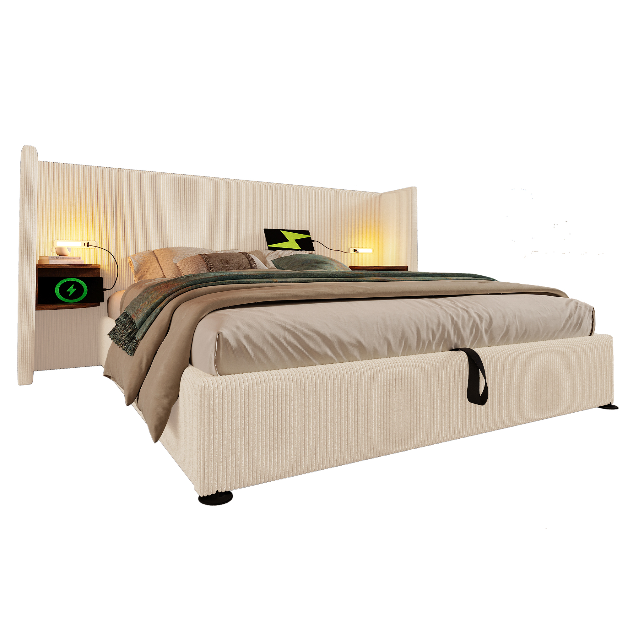 Vue d'ensemble du lit double dans une chambre