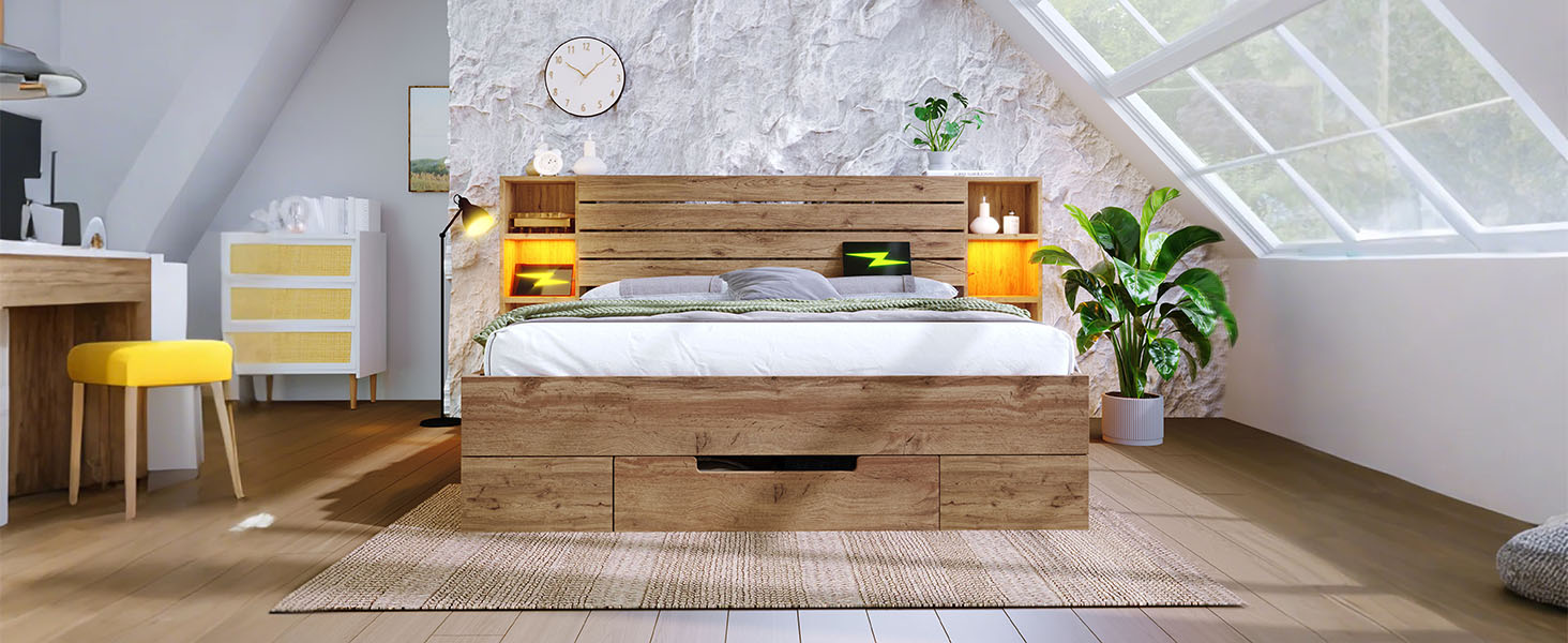 Détail du lit avec rangement