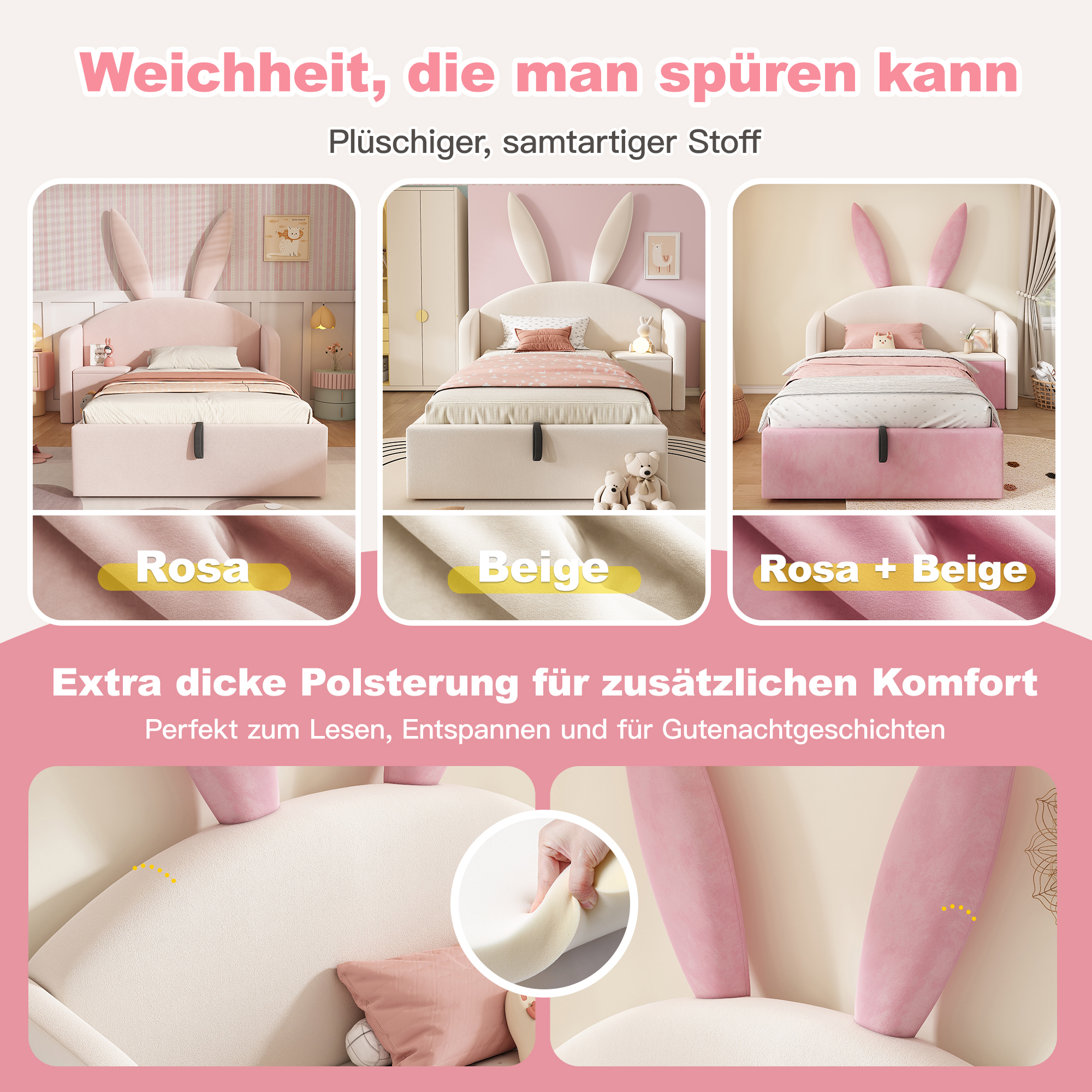 lit enfant mignon tête de lit enveloppante avec oreilles de lapin
