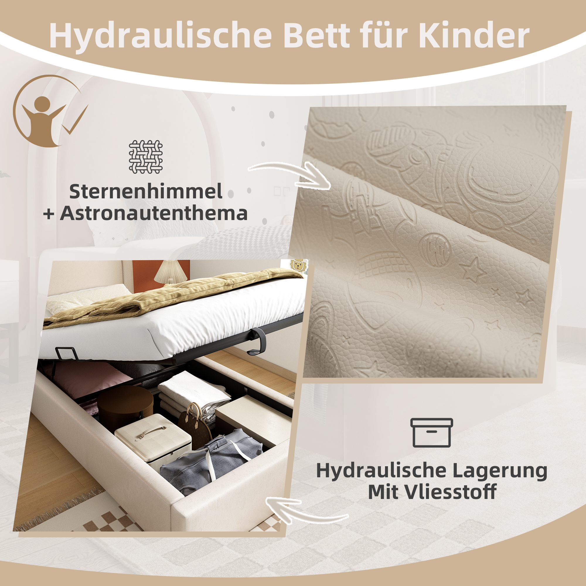 Polsterbett Kinderbett,Einzelbett mit kosmischem M