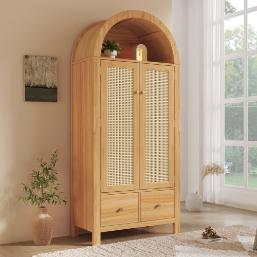 Détails de l’armoire finition chêne avec tiroirs et fixation anti-basculement