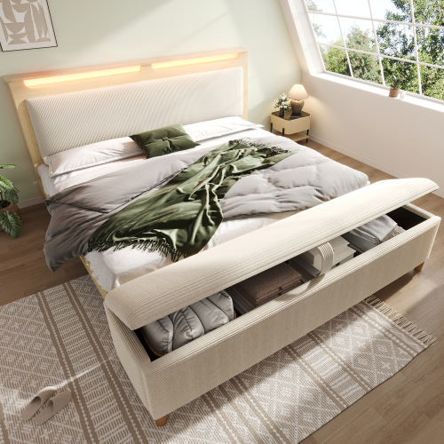 Rangements de la tête de lit et espace sous le lit