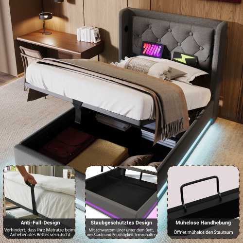 Eclairage LED 3 cotes lit rembourre