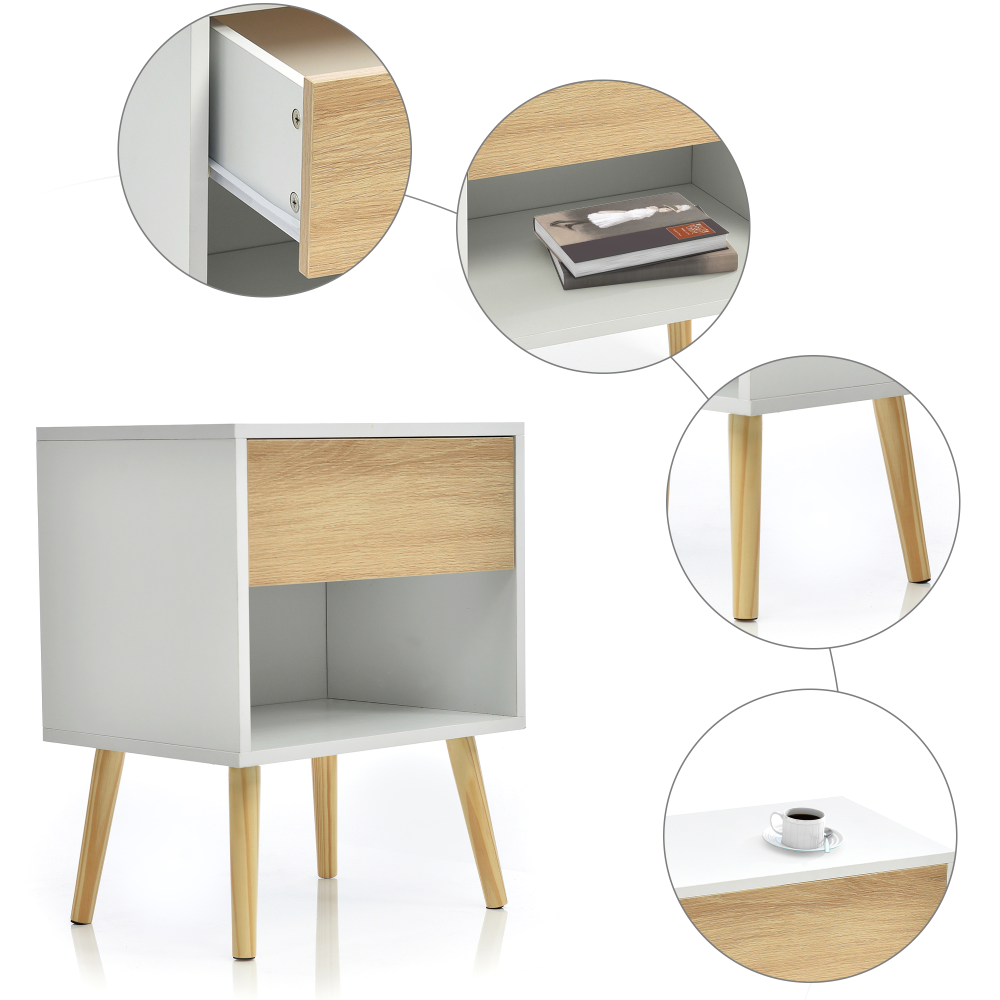 REDOM Tables de chevet en Bois avec tiroirs pour chambres et tous les ...