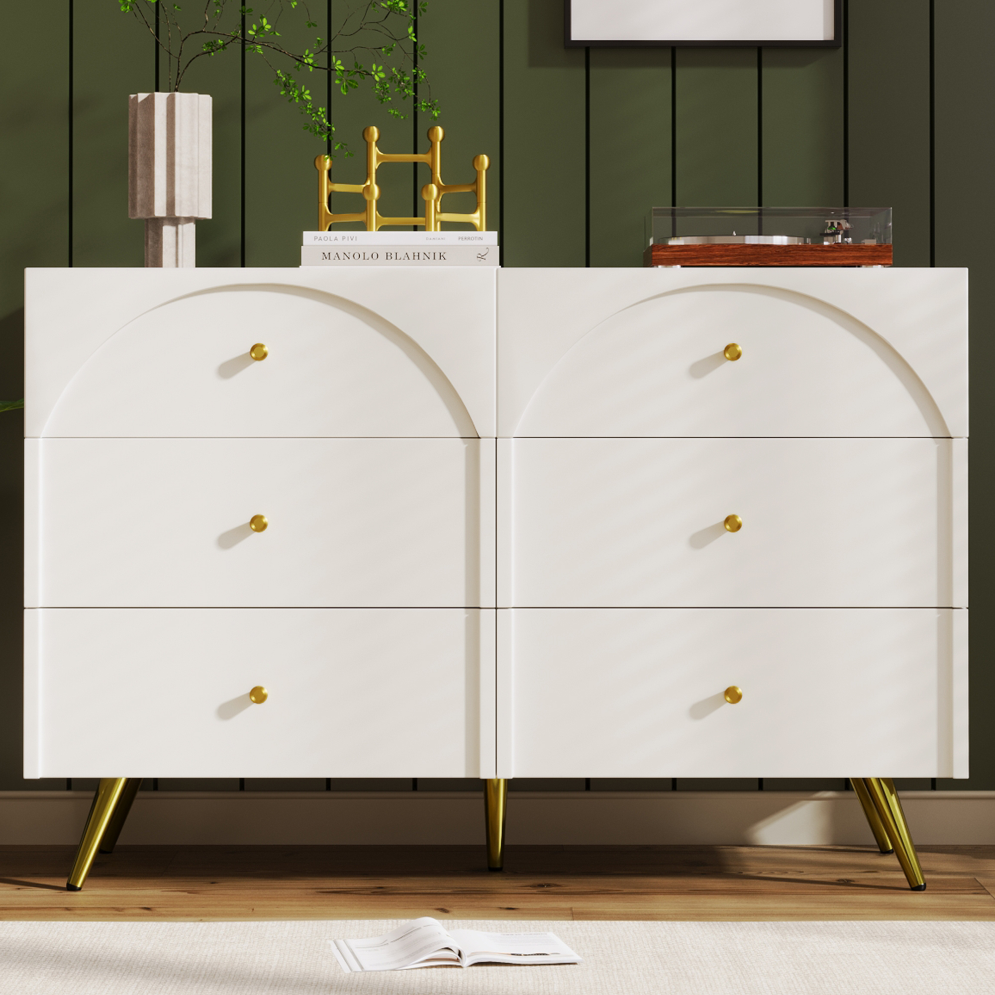 Meuble de rangement, avec tiroirs, 120 x 85 x 40 cm, métal, blanc - vue 2