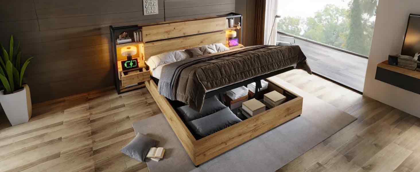 Détail du lit avec rangement