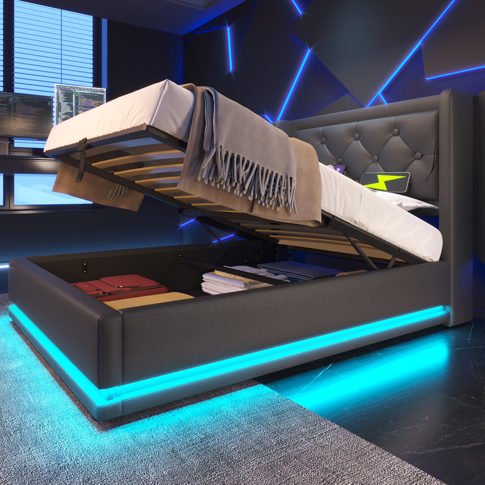 mécanisme hydraulique de levage pour rangement sous‑lit