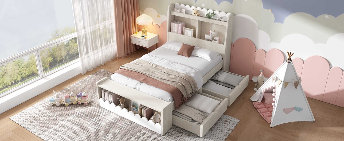 Détail du lit avec rangement