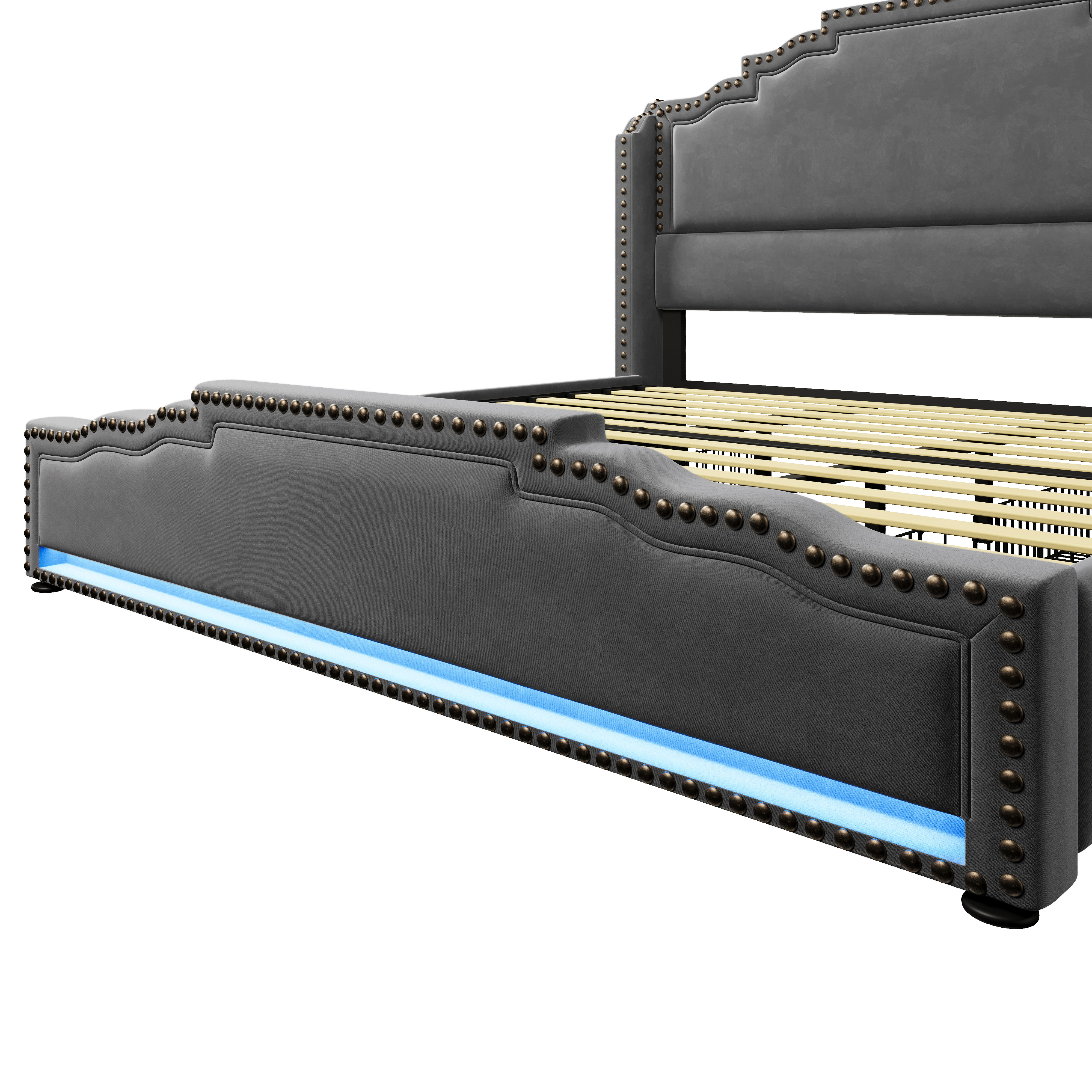 cadre encastré et pied de lit de 44 cm empêchent le matelas de glisser