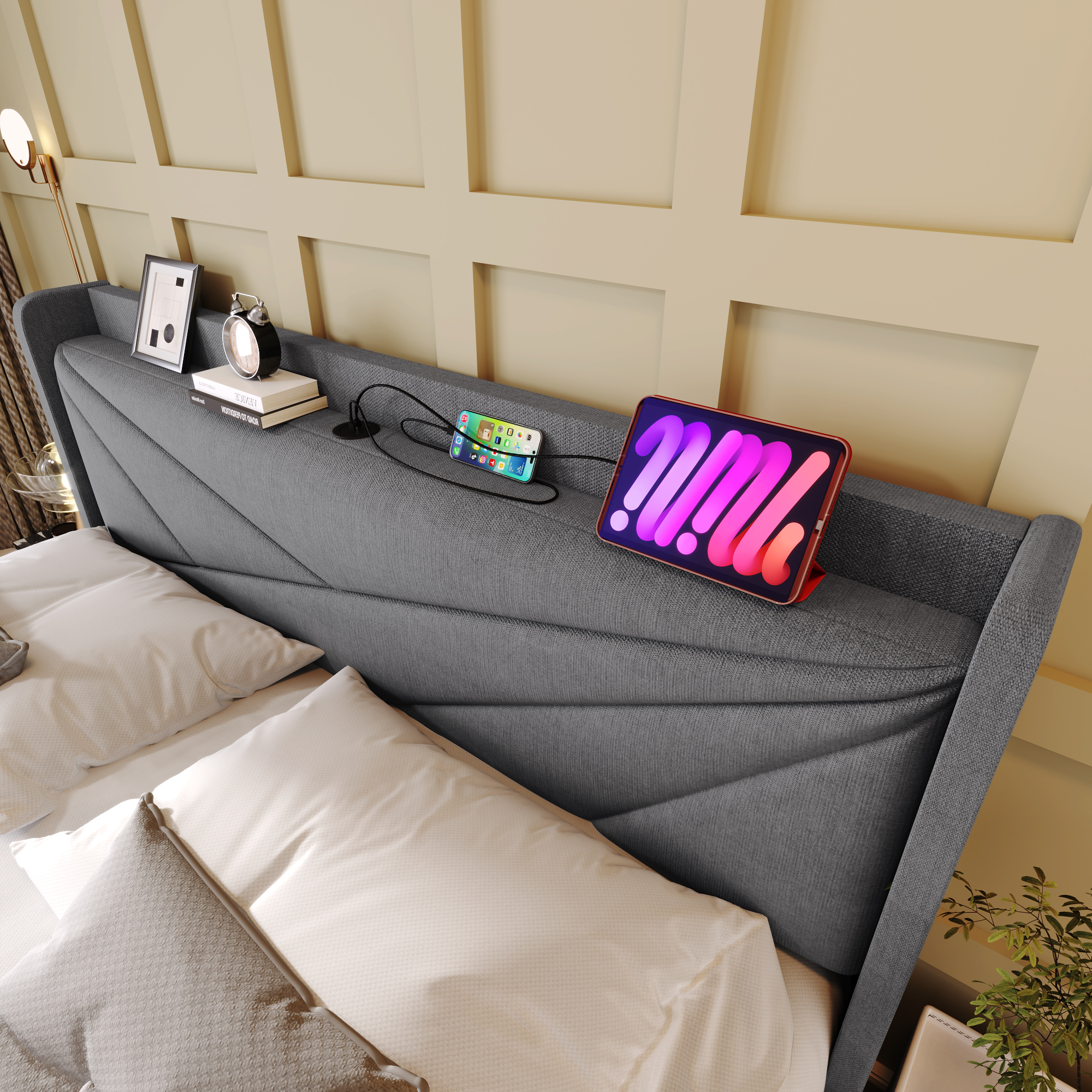 Polsterbett Doppelbett Stauraum Bettkasten mit USB