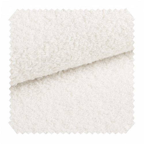 Tissu bouclé blanc et pieds en bois massif en forme de U