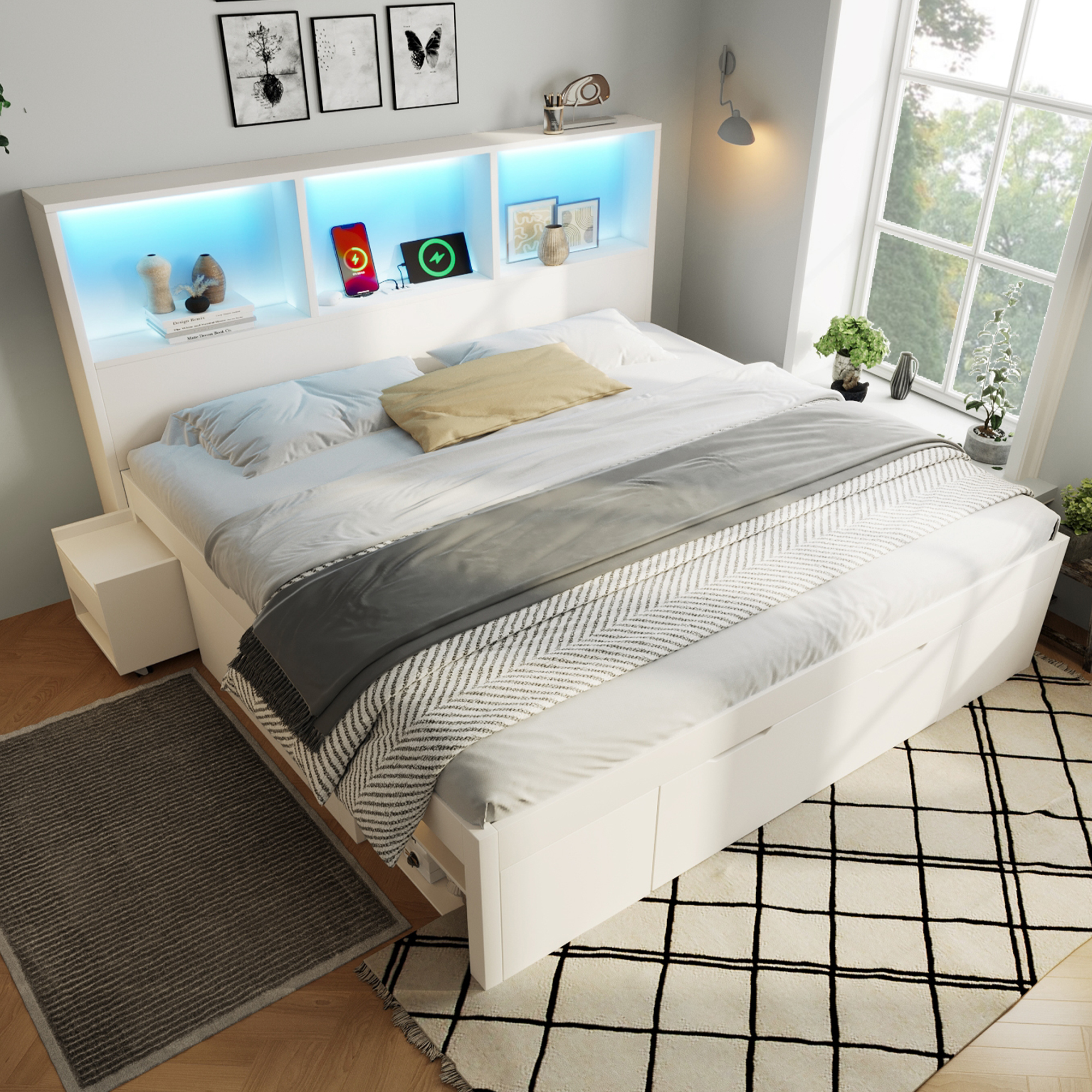 Lit design blanc moderne