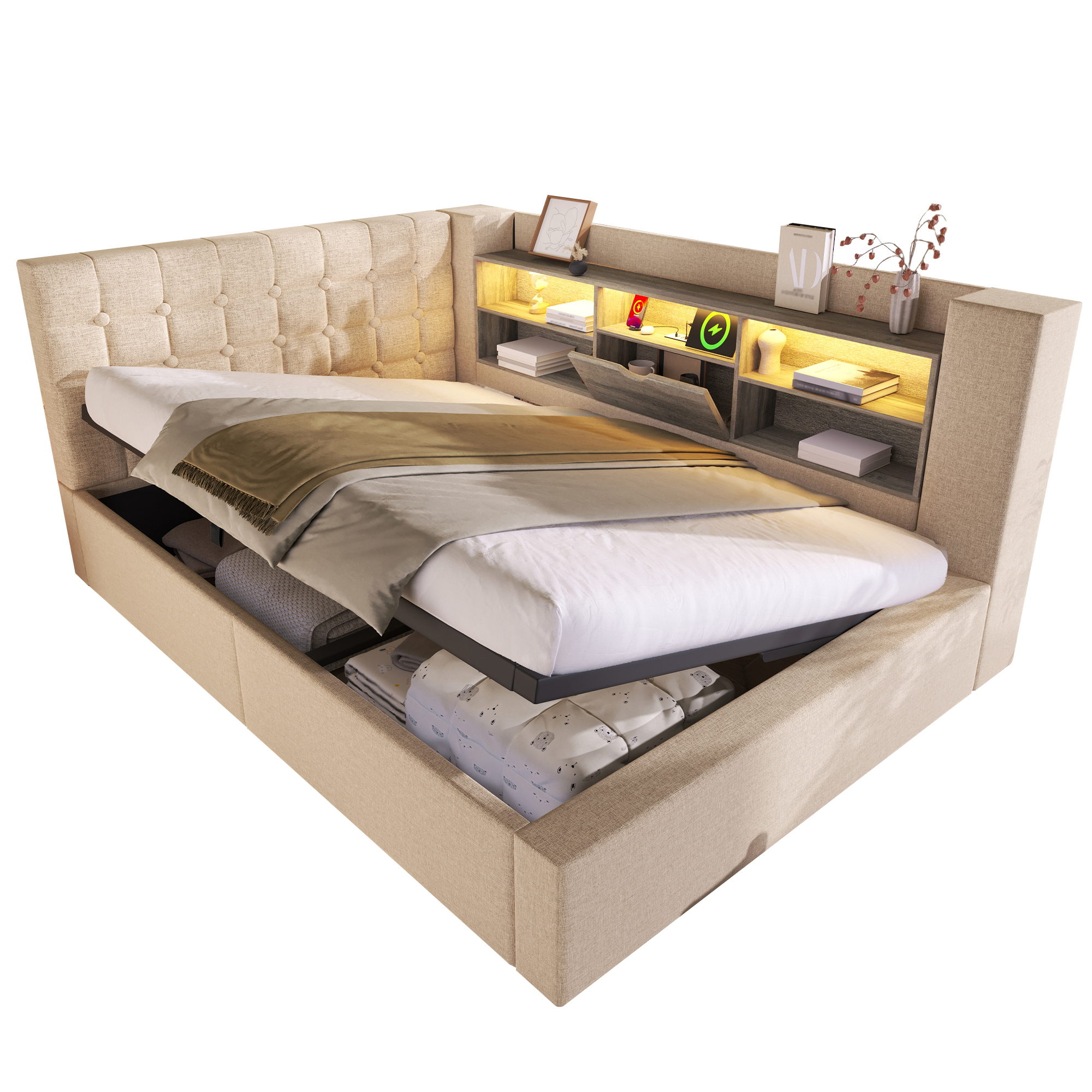 Lit design beige moderne