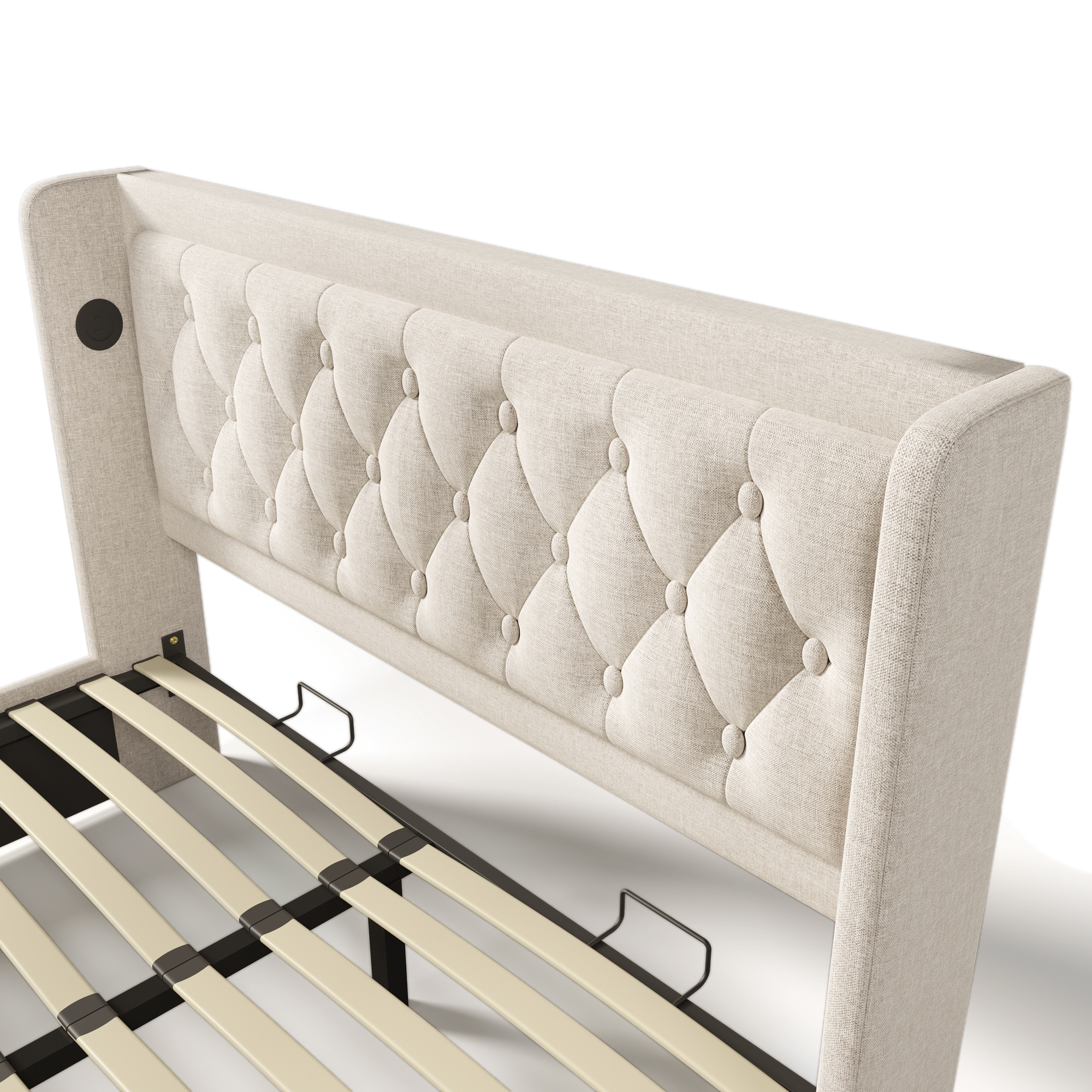 Polsterbett Doppelbett 140*200 cm,Beige Baumwolle-