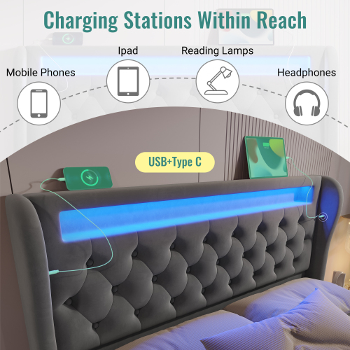 Station de charge USB et Type-C du lit coffre