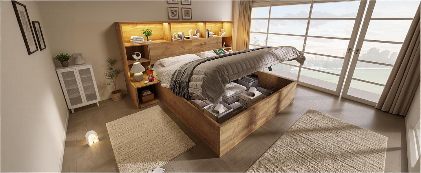 Détail du lit avec rangement