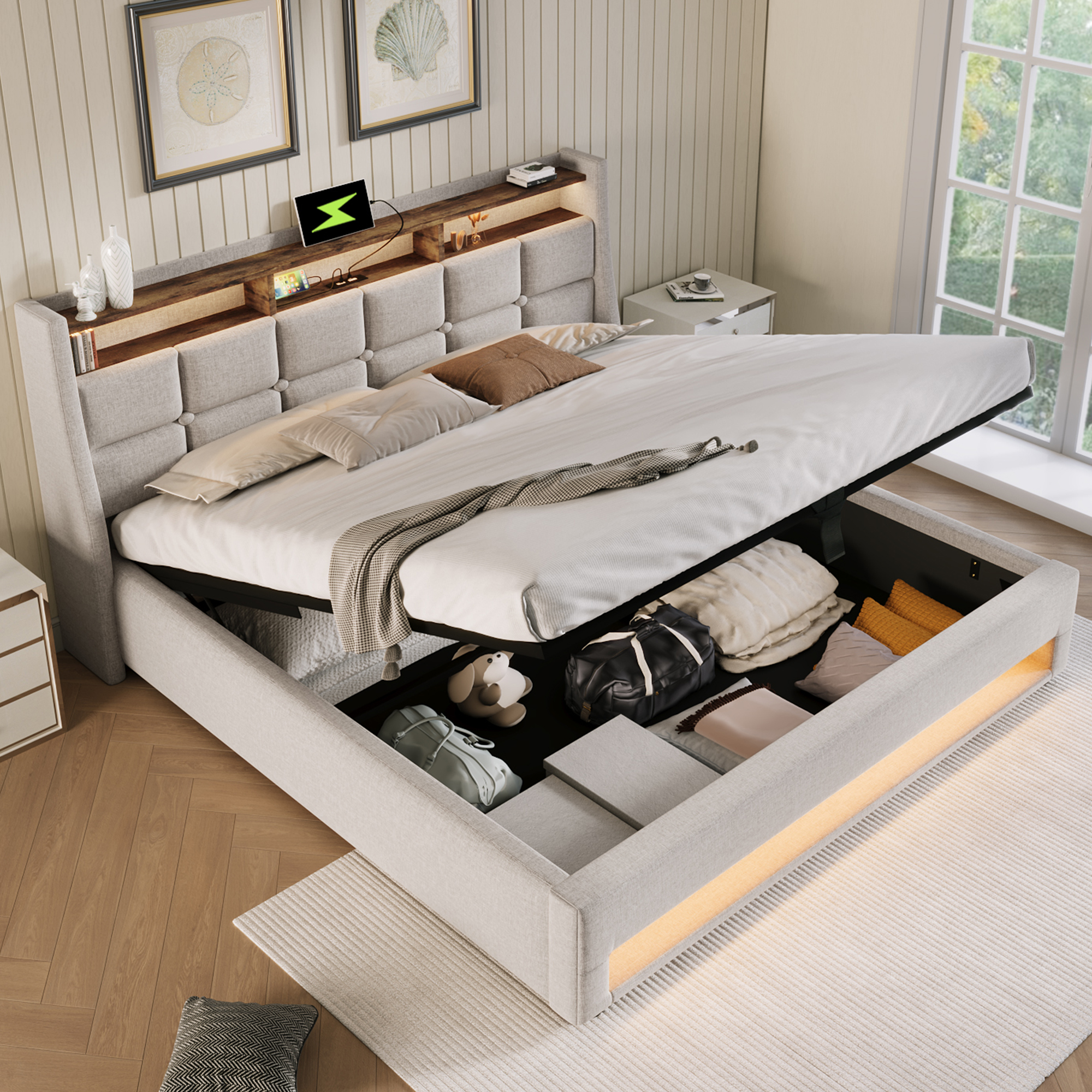 aperçu ambiance lit vintage‑moderne dans chambre