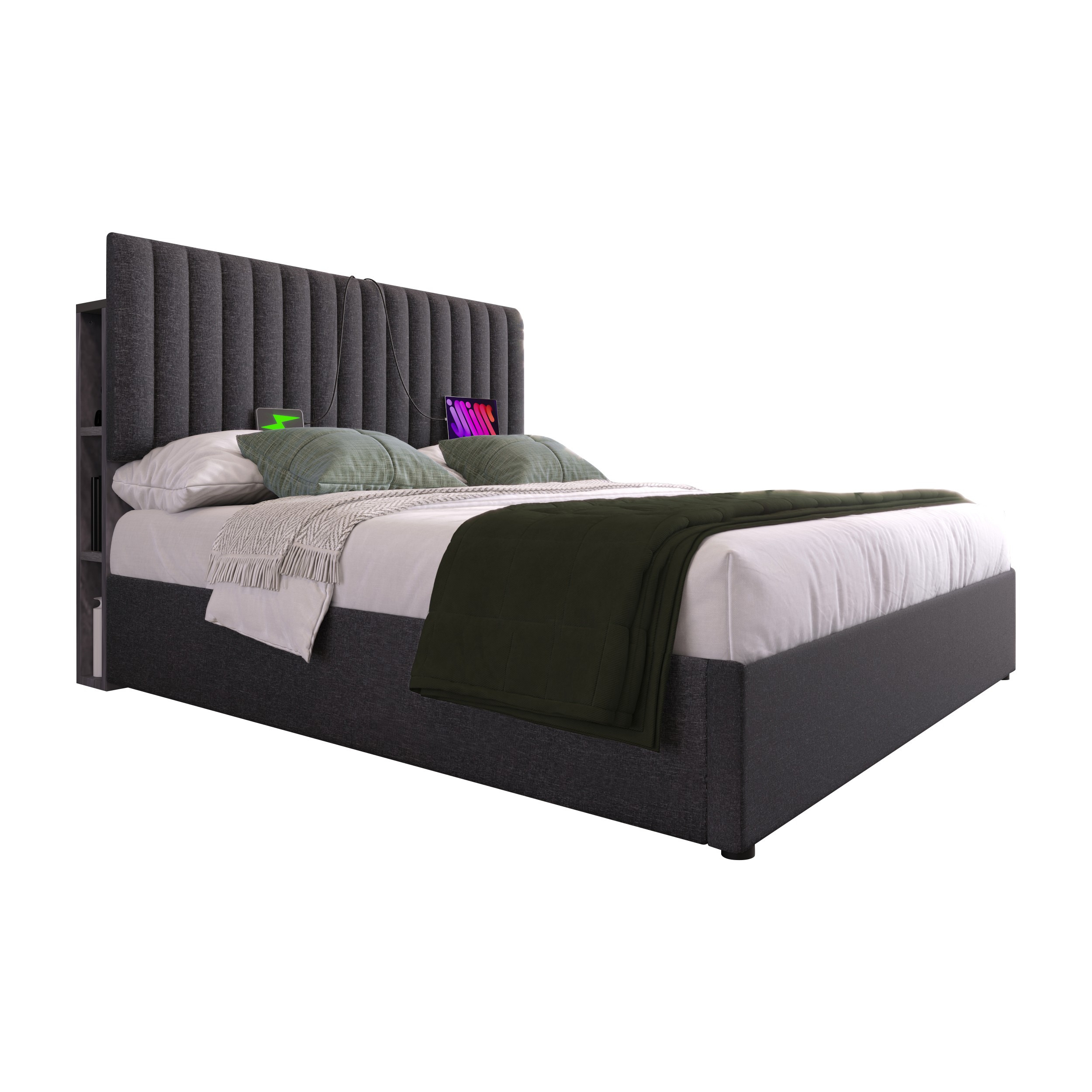 Polsterbett  Stauraum Doppelbett LED App-Control  