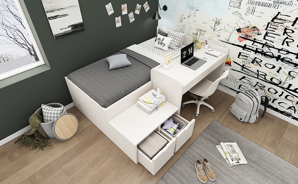 Détail du lit avec rangement