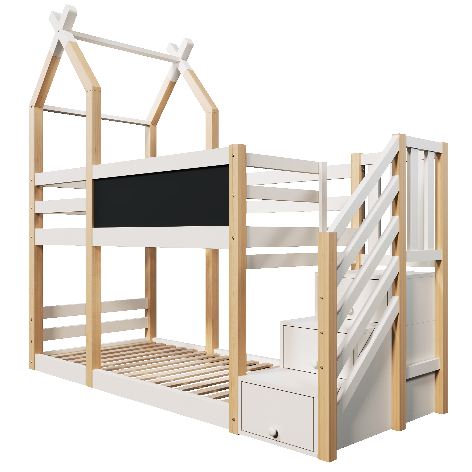Lit enfant, 90 x 200 cm, bois massif, blanc - vue 6
