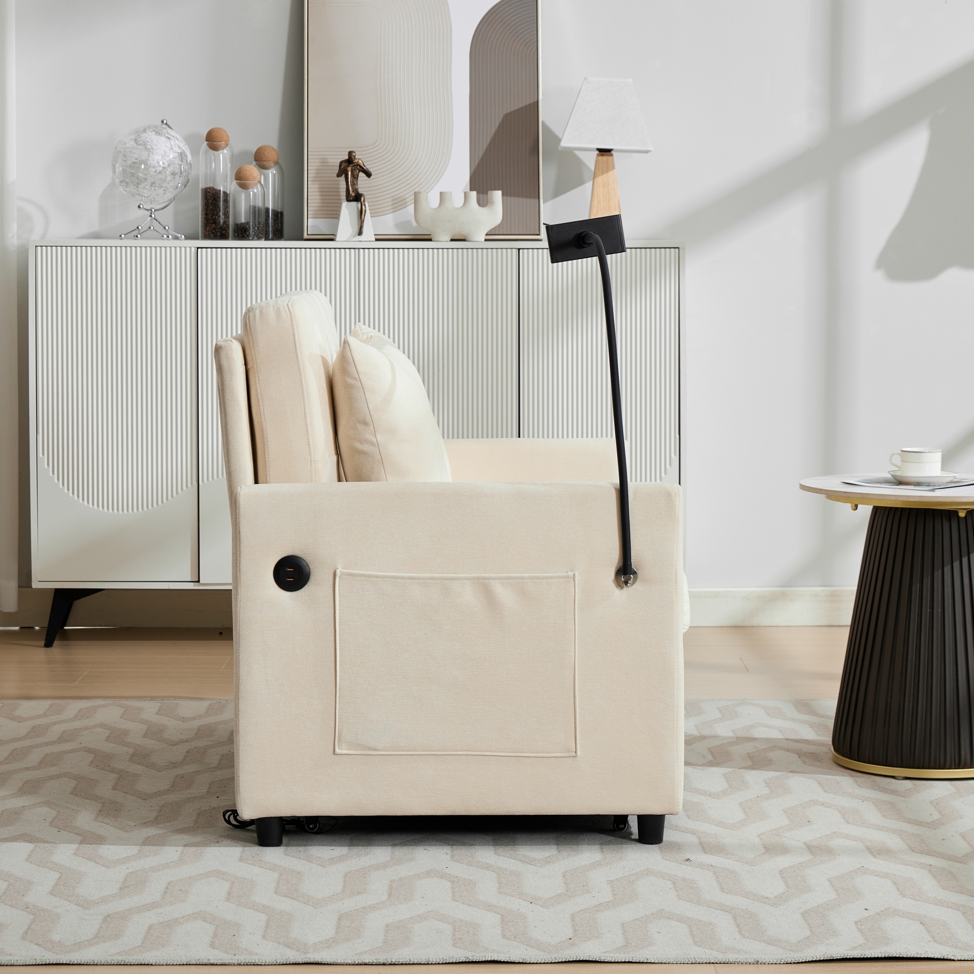 Fauteuil convertible en lin brossé avec port USB e - image 2