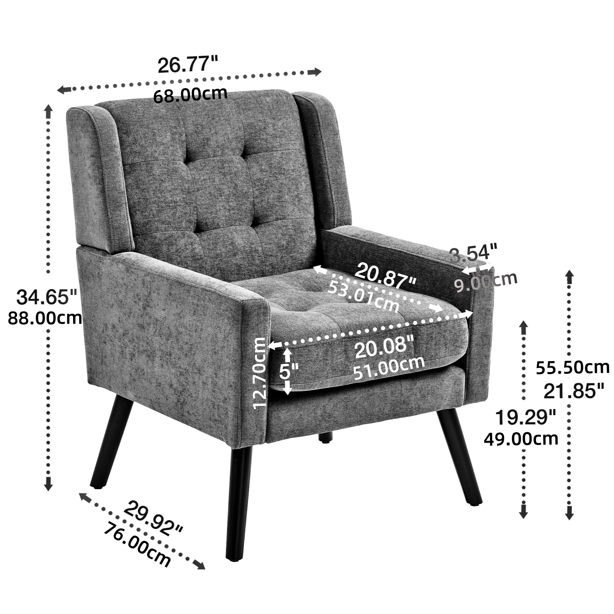 Dimensions du fauteuil d'appoint