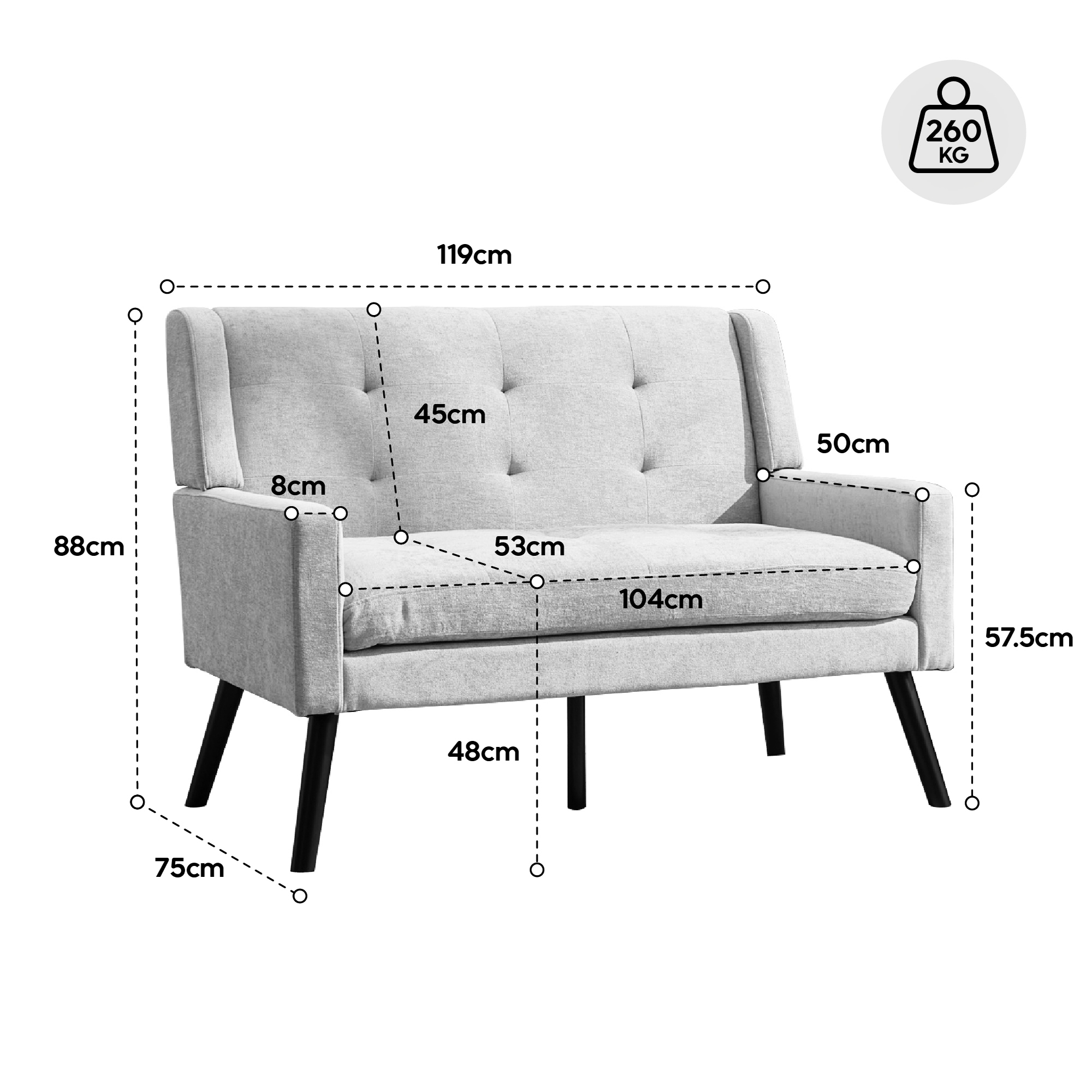 Dimensions du fauteuil d'appoint