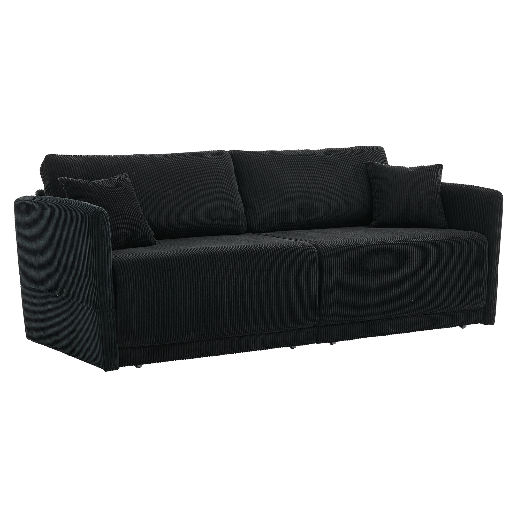 Canapé-lit 2 places convertible 182x88x84 cm en tissu rembourré Noir - présentation 1