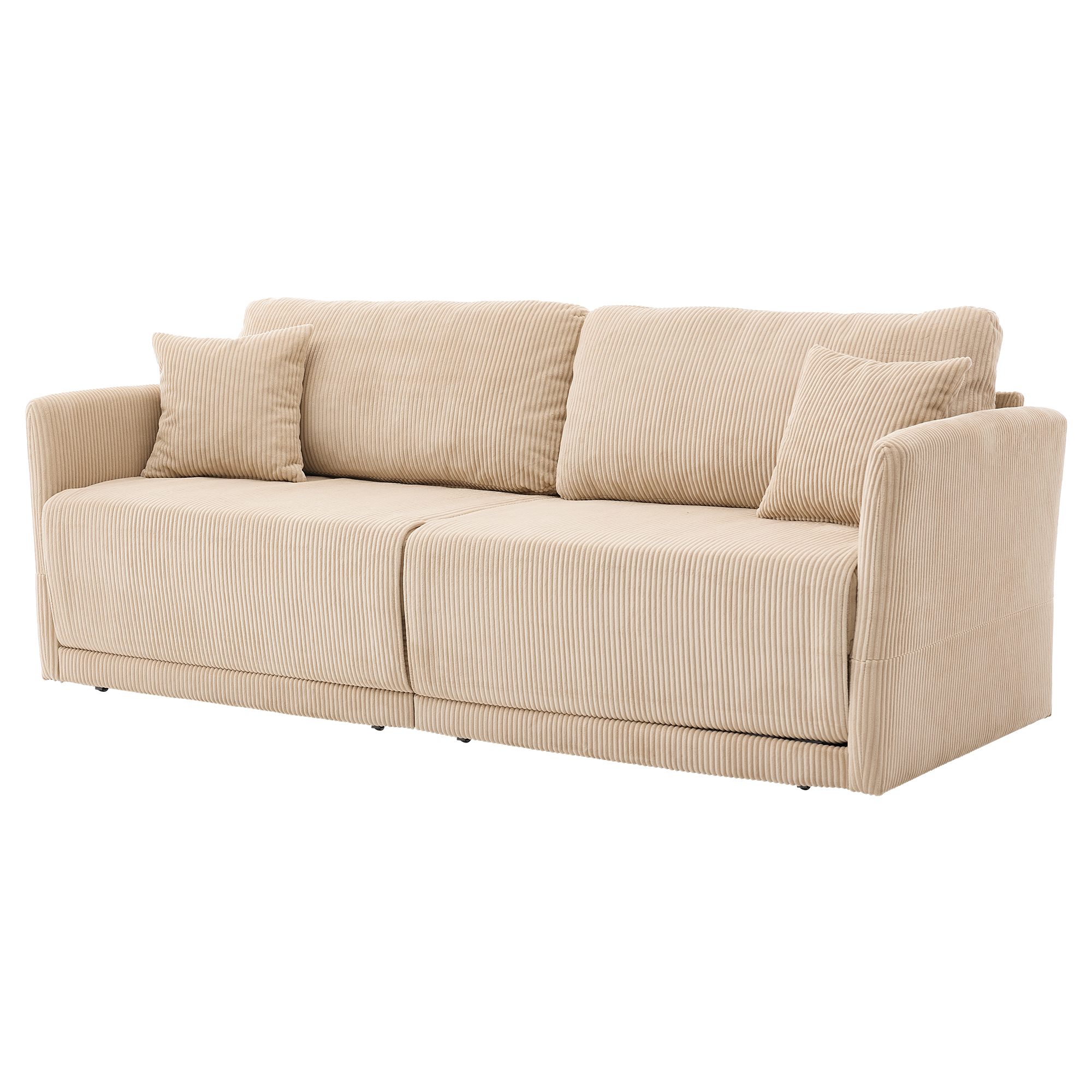 Canapé-lit 2 places convertible 182x88x84 cm en tissu rembourré Beige - présentation 1