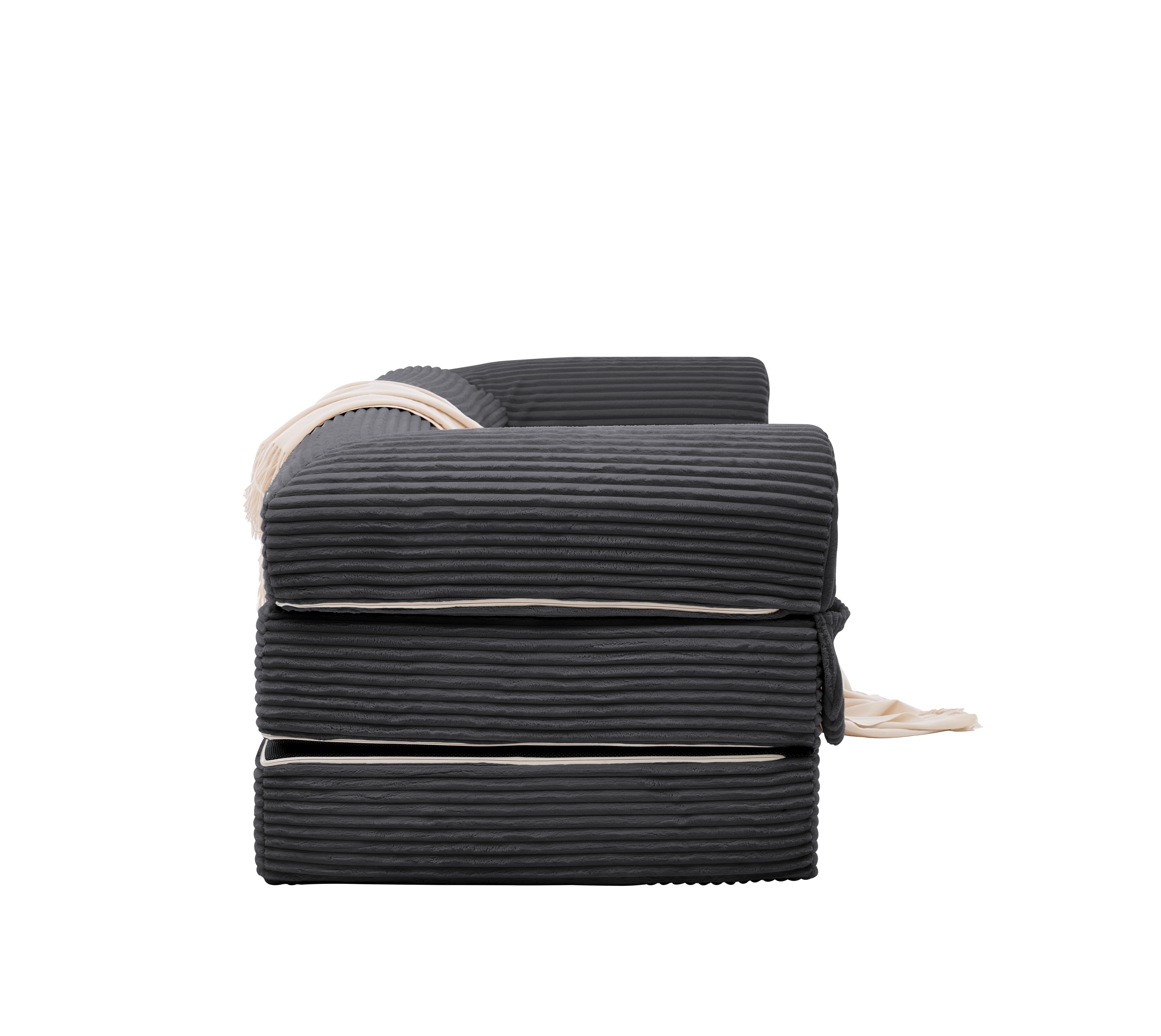 Canapé-lit 2 places convertible en lit double, velours côtelé à rayures épaisses, cadre stable, pour petit appartement et studio, parfait comme lit d'appoint, design moderne et confortable, usage quotidien - image 6