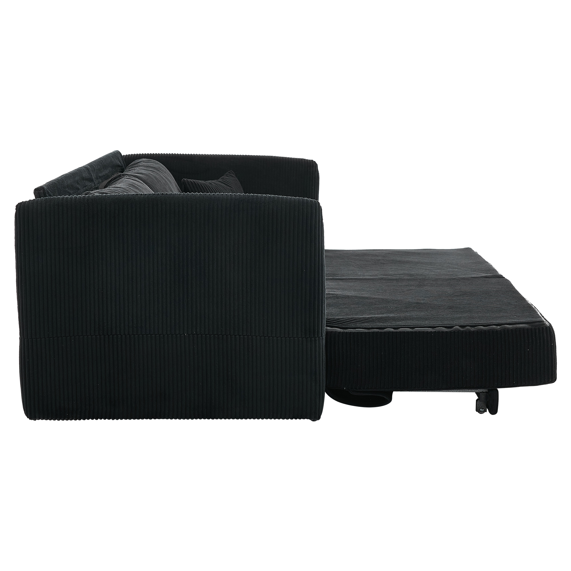 Canapé-lit 2 places convertible 182x88x84 cm en tissu rembourré Noir - spécifications 1