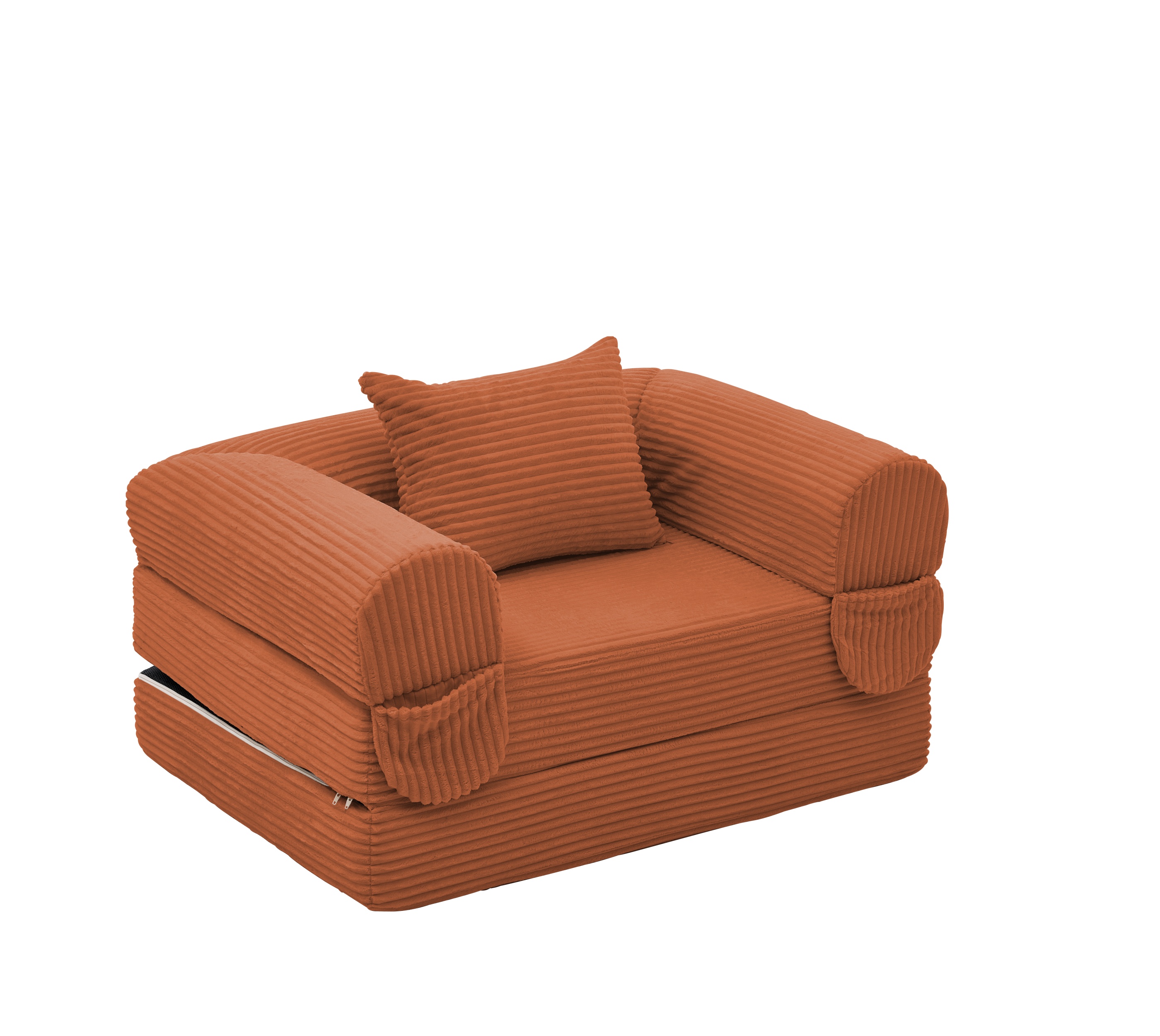 Canapé-lit individuel en cord convertible orange - vue 4