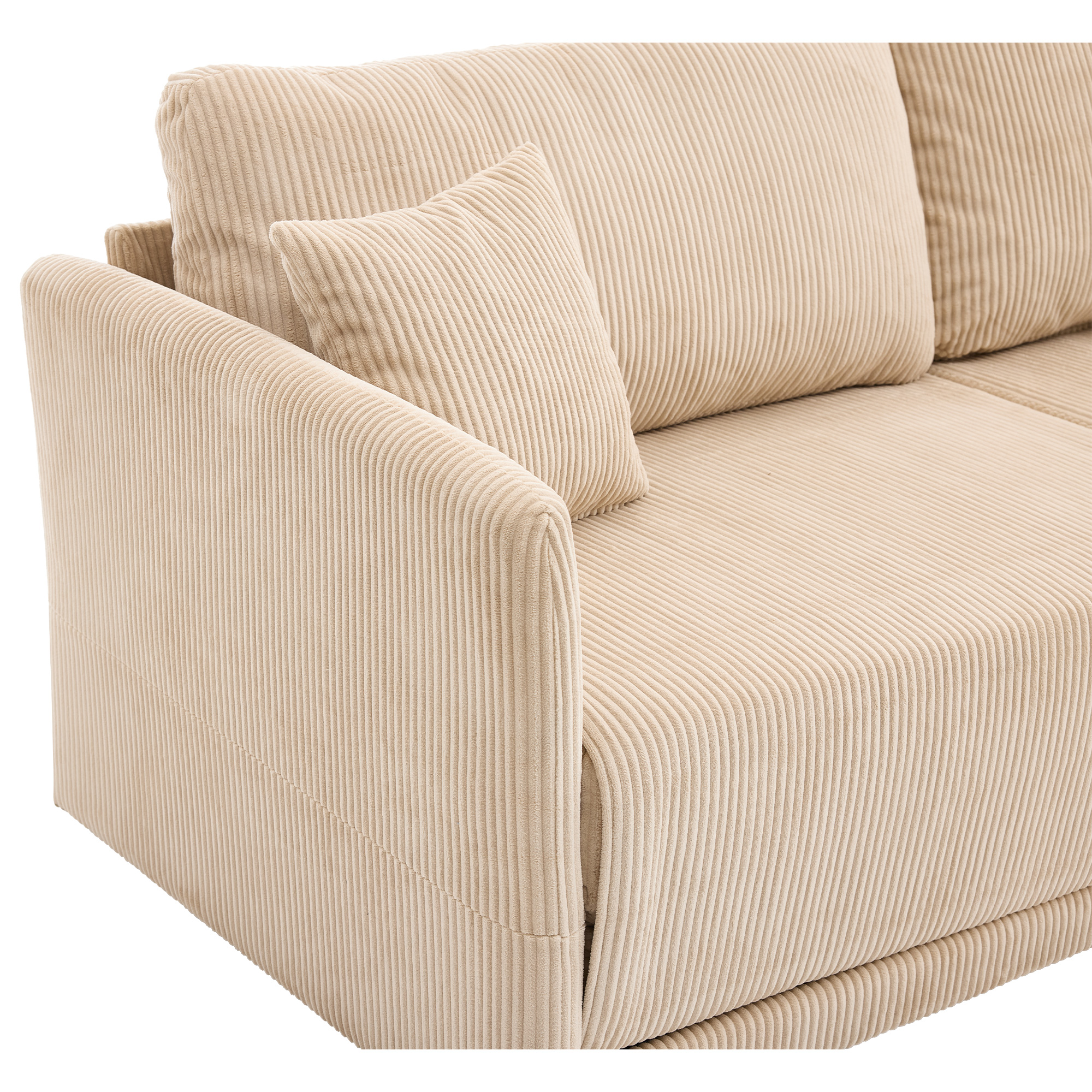 Canapé-lit 2 places convertible 182x88x84 cm en tissu rembourré Beige - spécifications 1