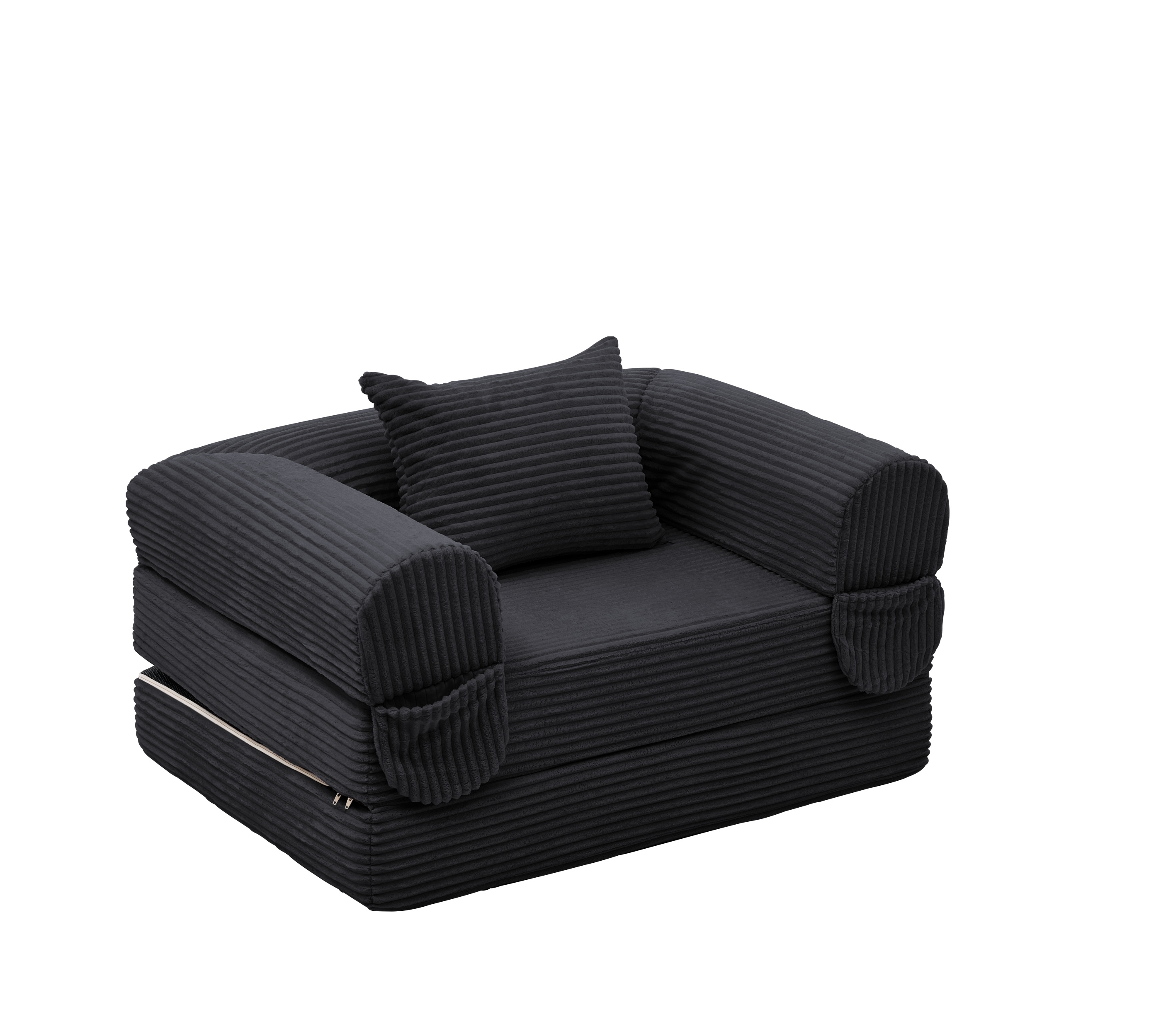 Canapé-lit individuel en cord convertible noir - vue 4