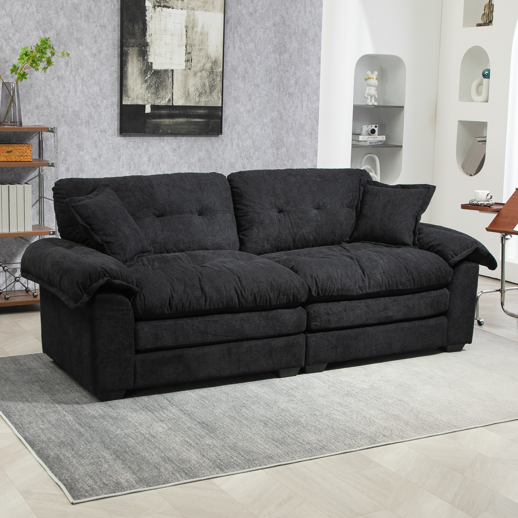 213 cm Tissu-Tiefeinzelsofa mit Doppelschichtki