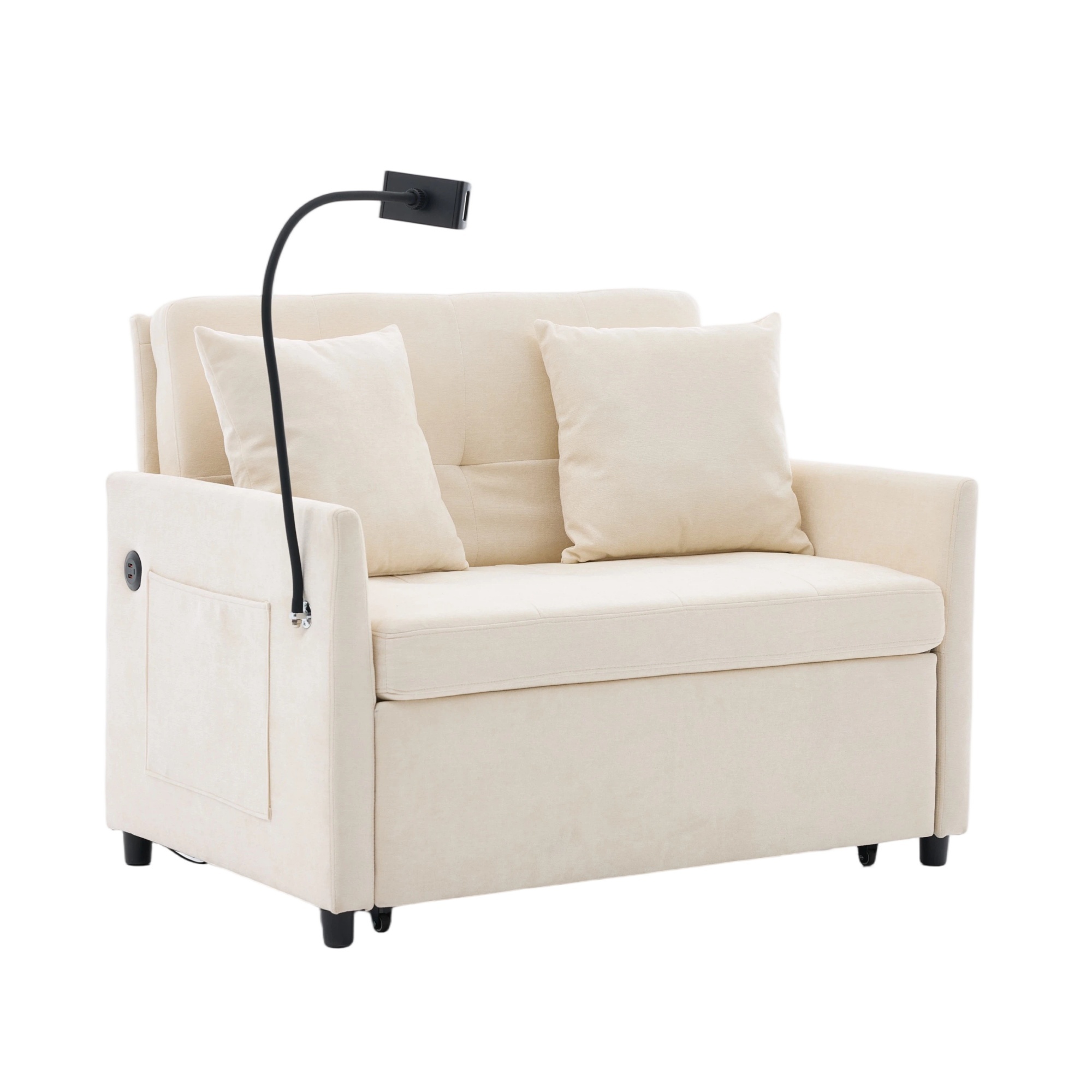 Fauteuil convertible en lin brossé avec port USB e - image 12