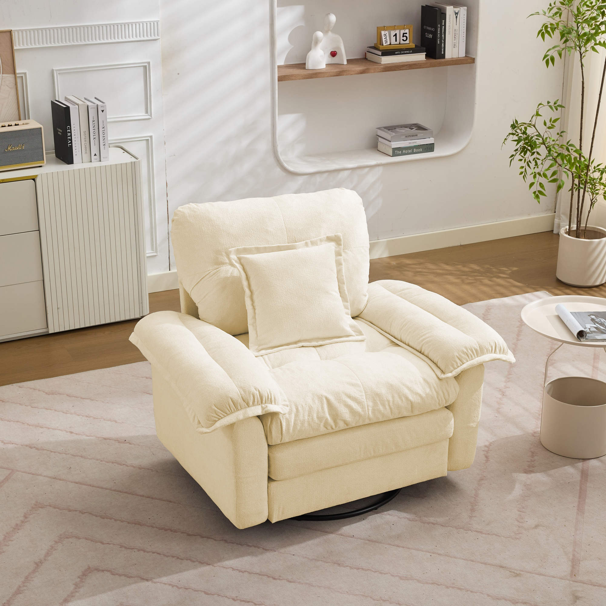 Chenille-360°-Drehfunktion-Sitzsessel im Oversized