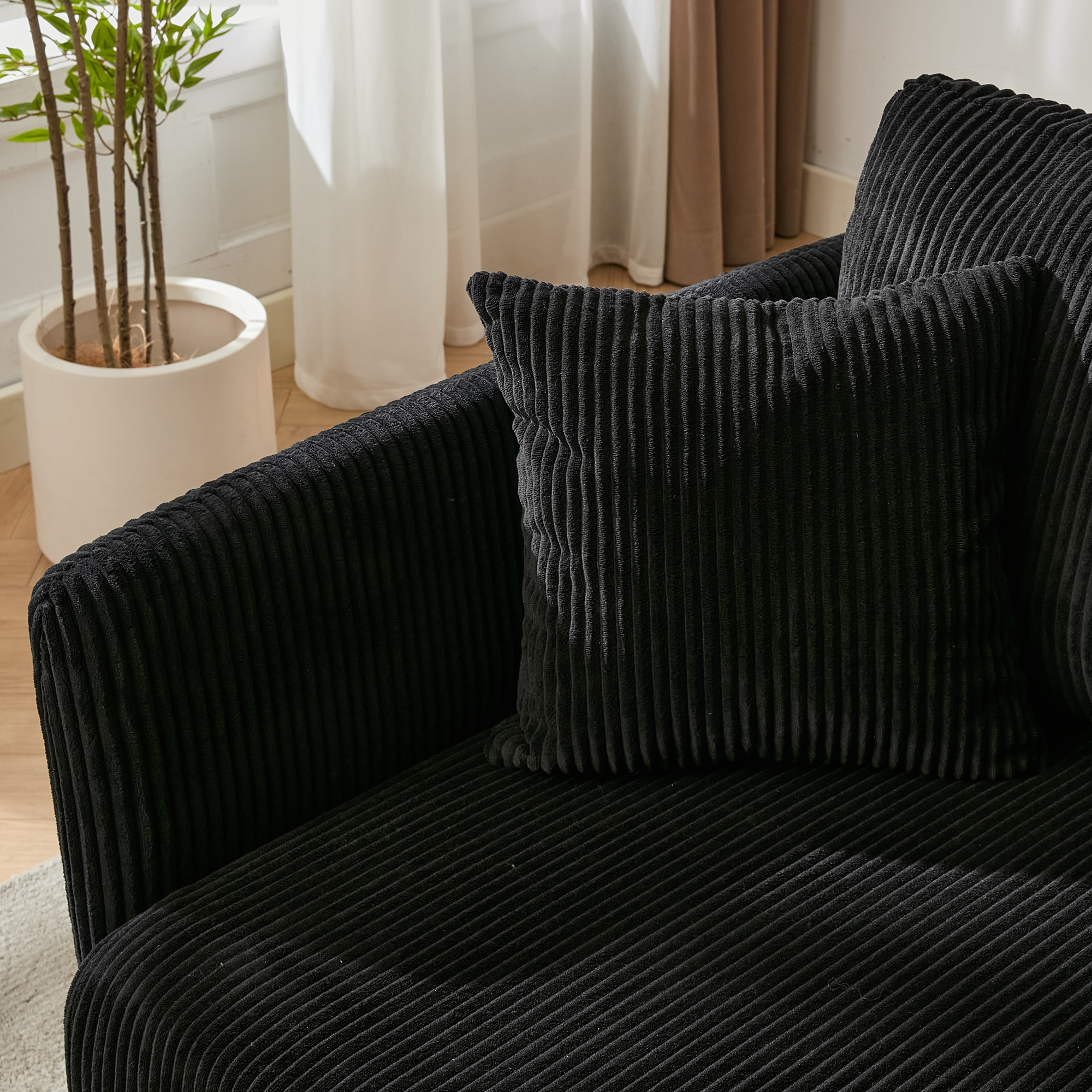 Canapé-lit 2 places convertible 182x88x84 cm en tissu rembourré Noir - points forts 1