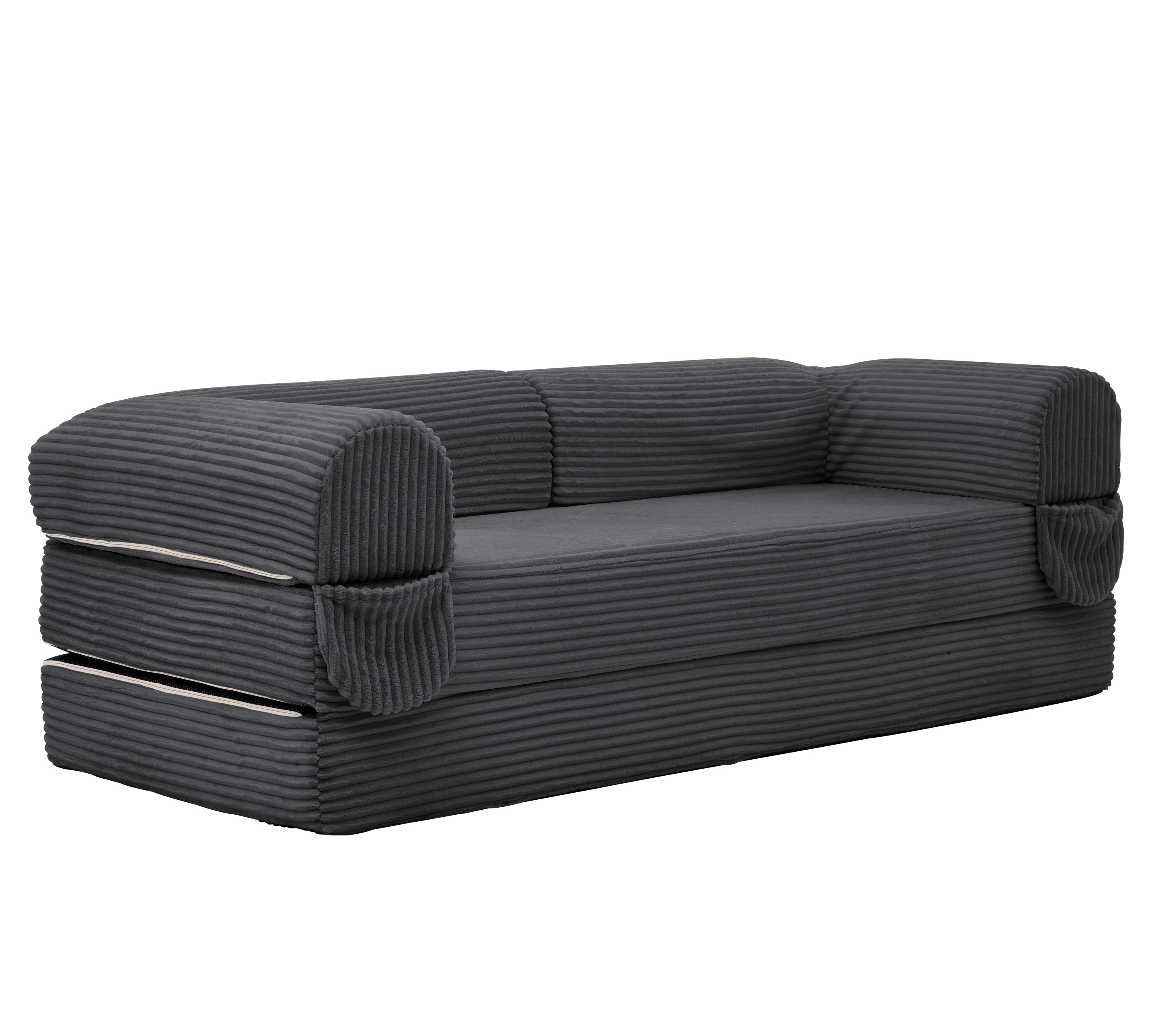 Canapé-lit 2 places convertible en lit double, velours côtelé à rayures épaisses, cadre stable, pour petit appartement et studio, parfait comme lit d'appoint, design moderne et confortable, usage quotidien - image 3