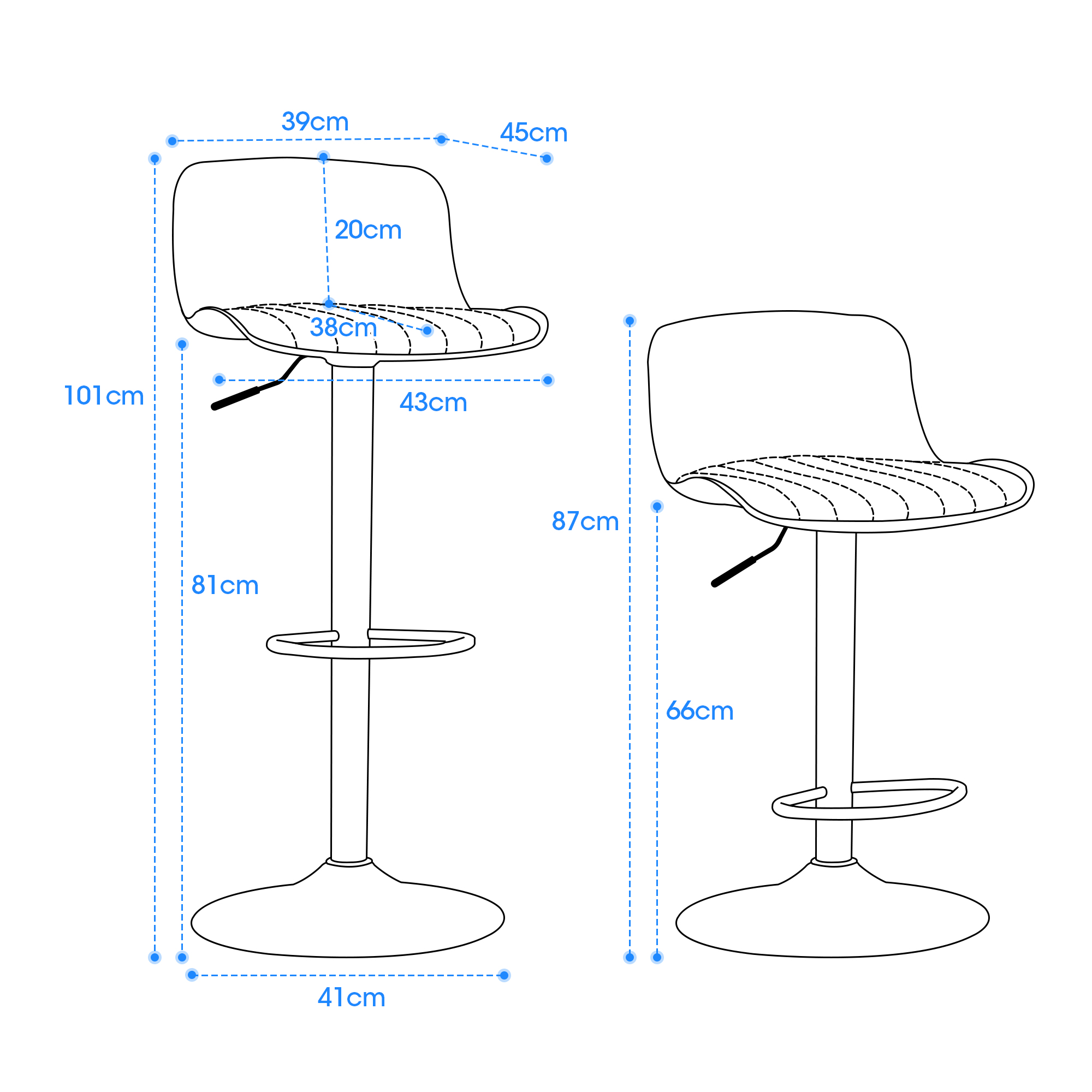 Dimensions du tabouret de bar