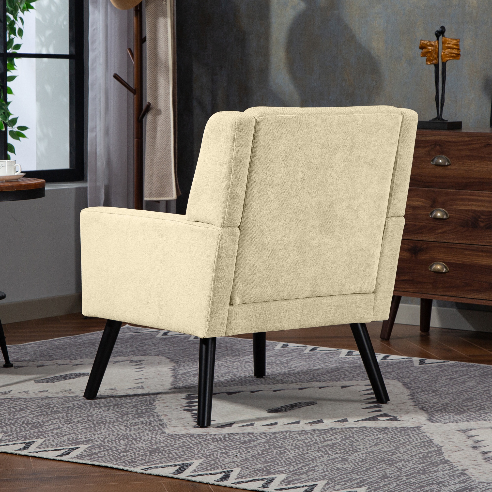 Polsterstuhl mit Knopfpolsterung aus Wildleder – M