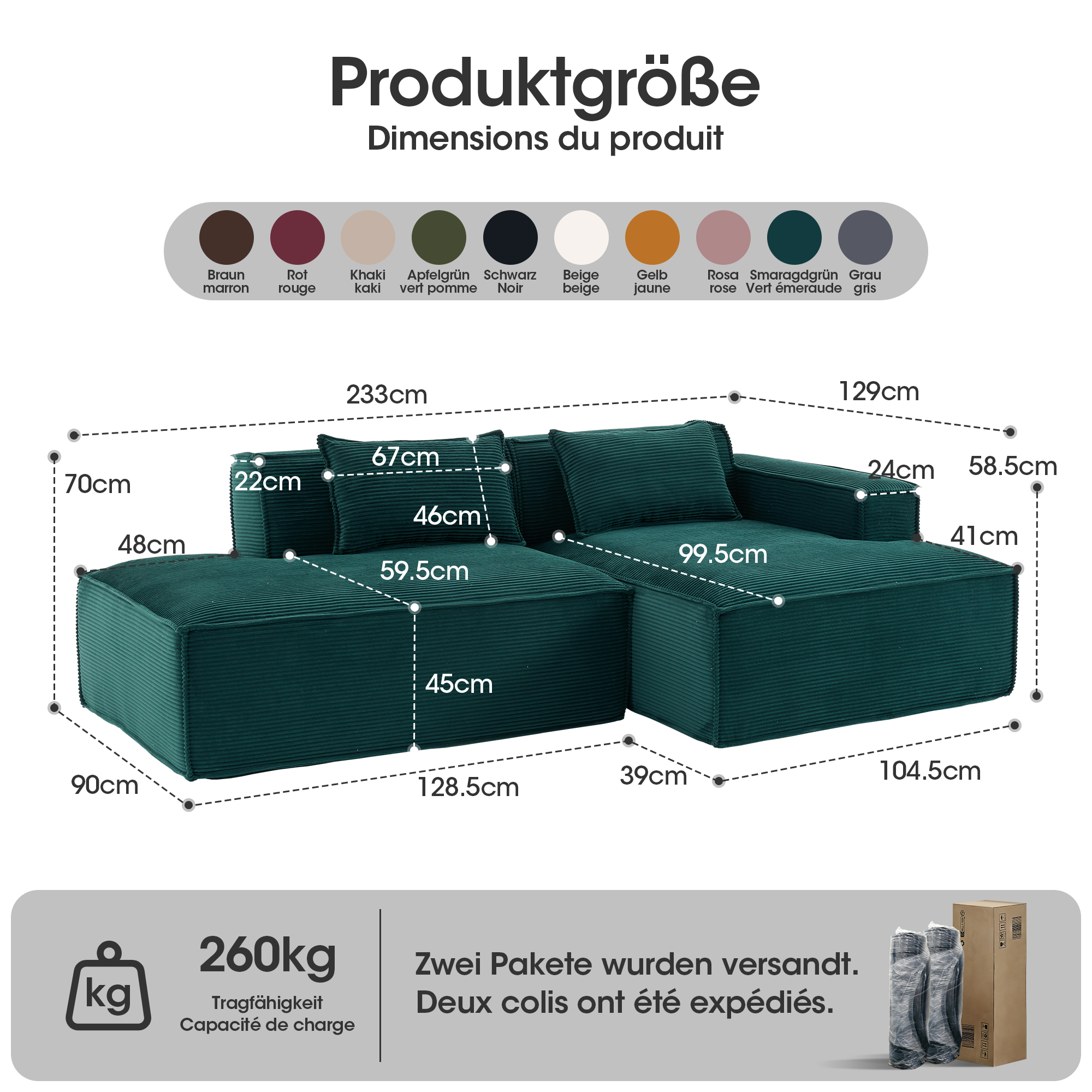 Dimensions du canapé